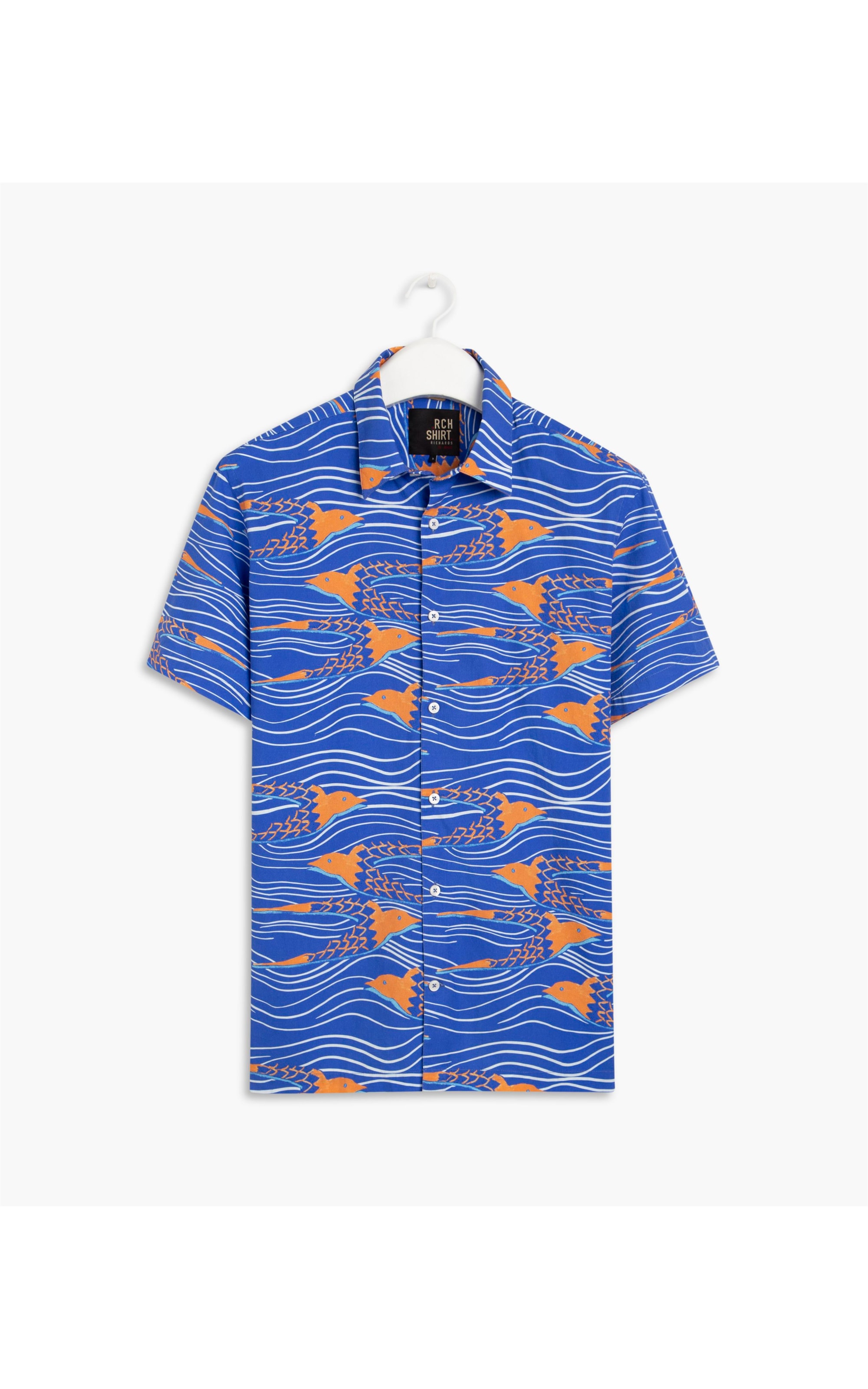 Camisa Andorinha Estampada Mc Azul