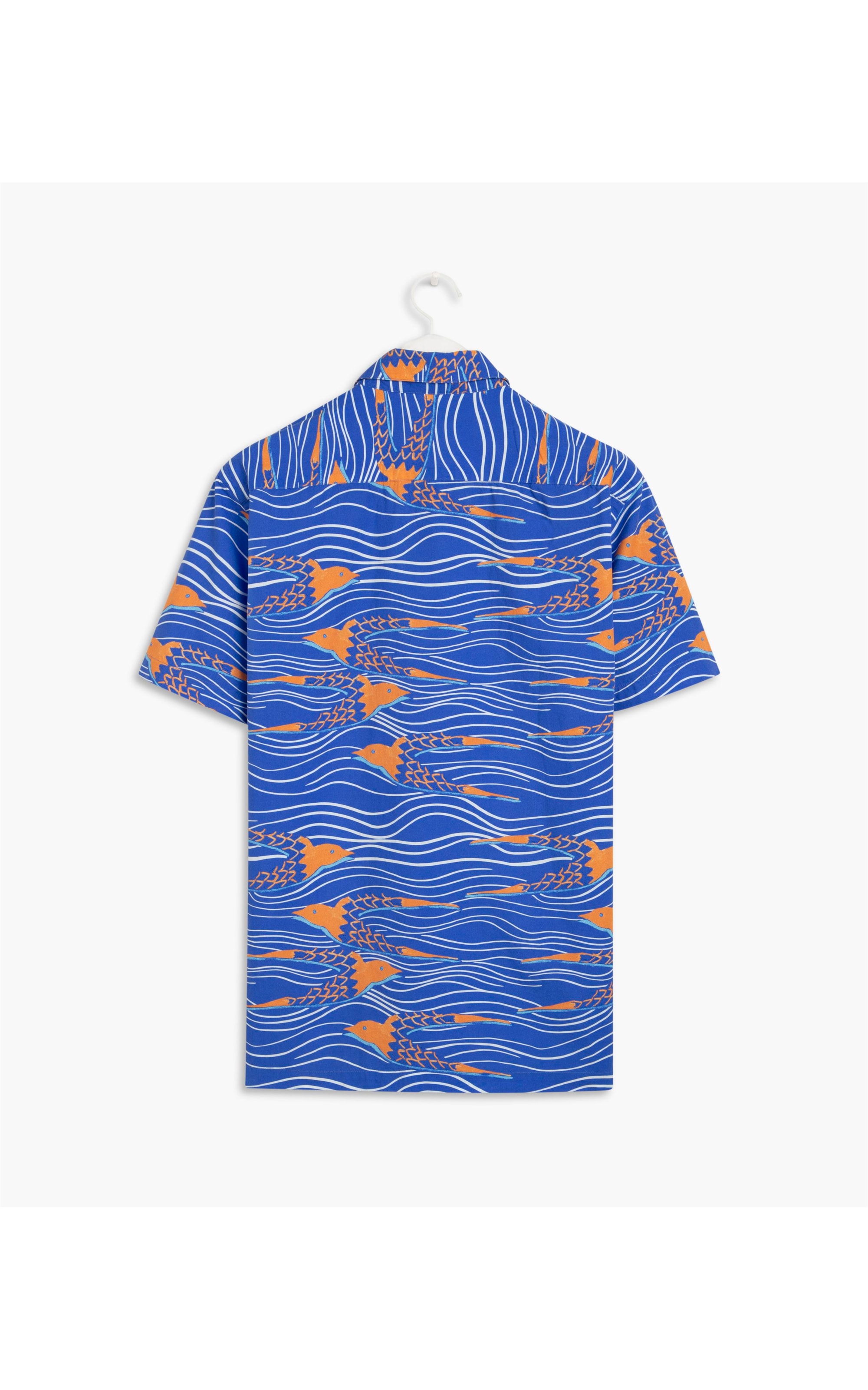 Camisa Andorinha Estampada Mc Azul