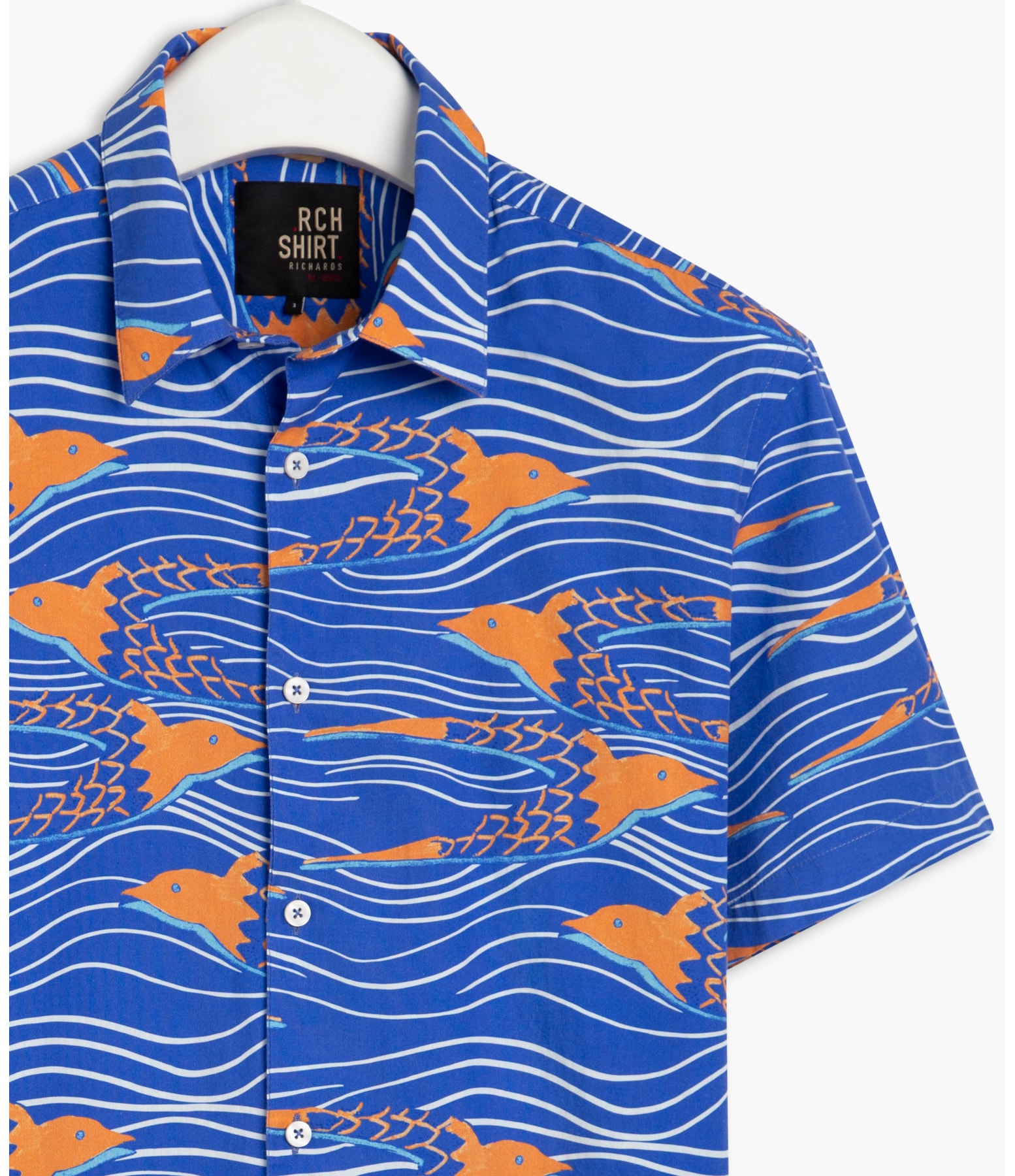 Camisa Andorinha Estampada Mc Azul