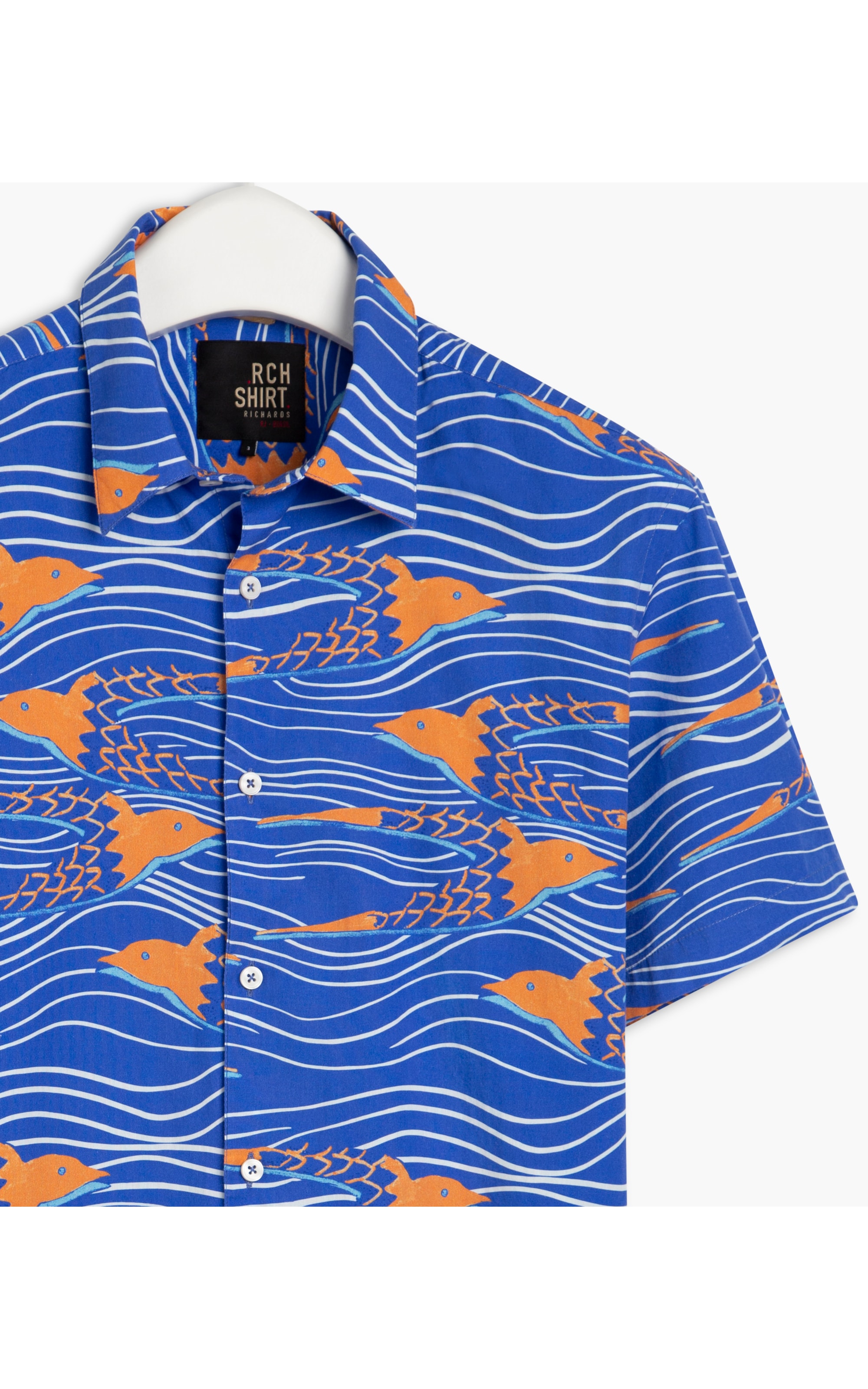 Camisa Andorinha Estampada Mc Azul