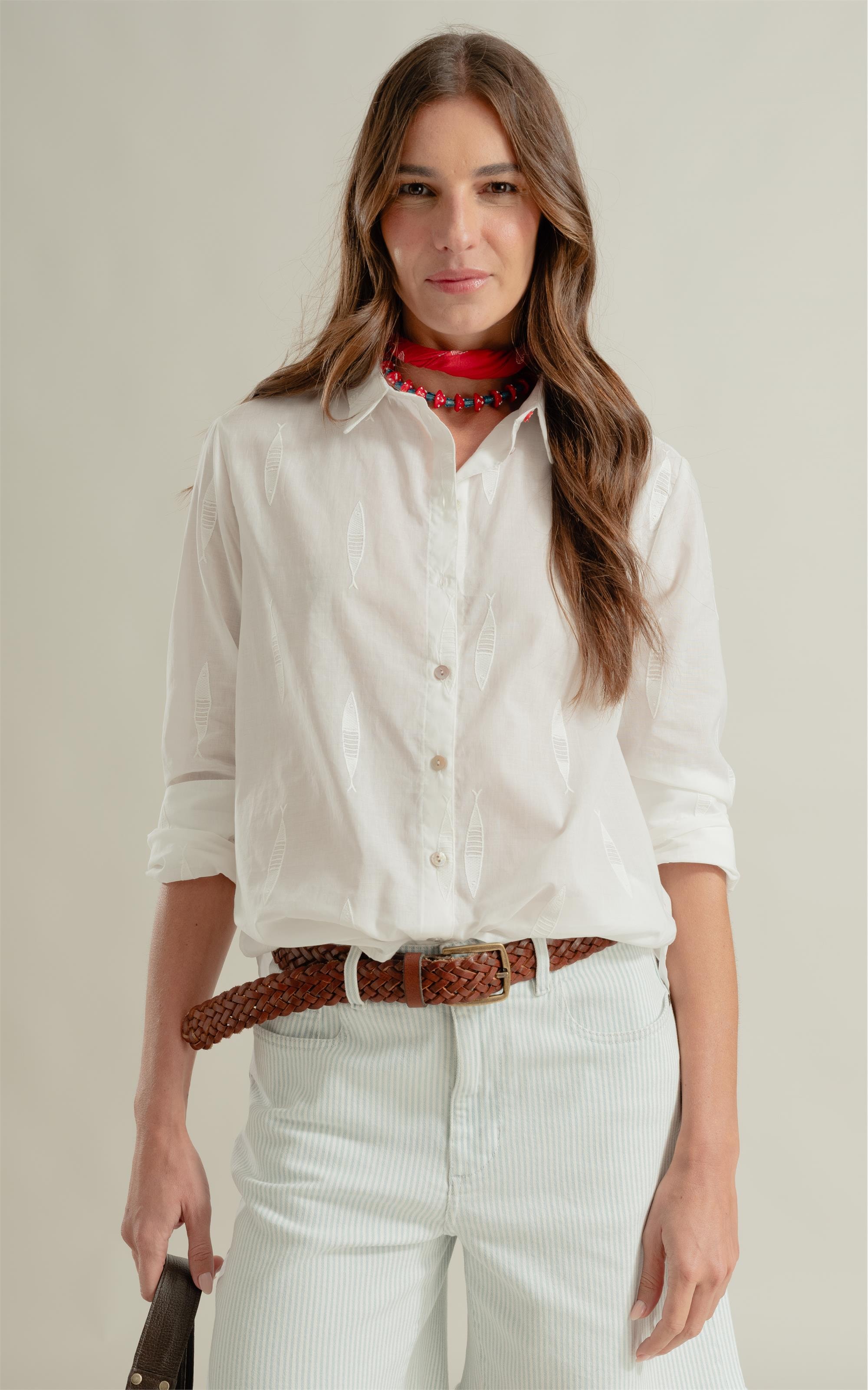 Camisa Beatrice Boxerdado Sardines Off White