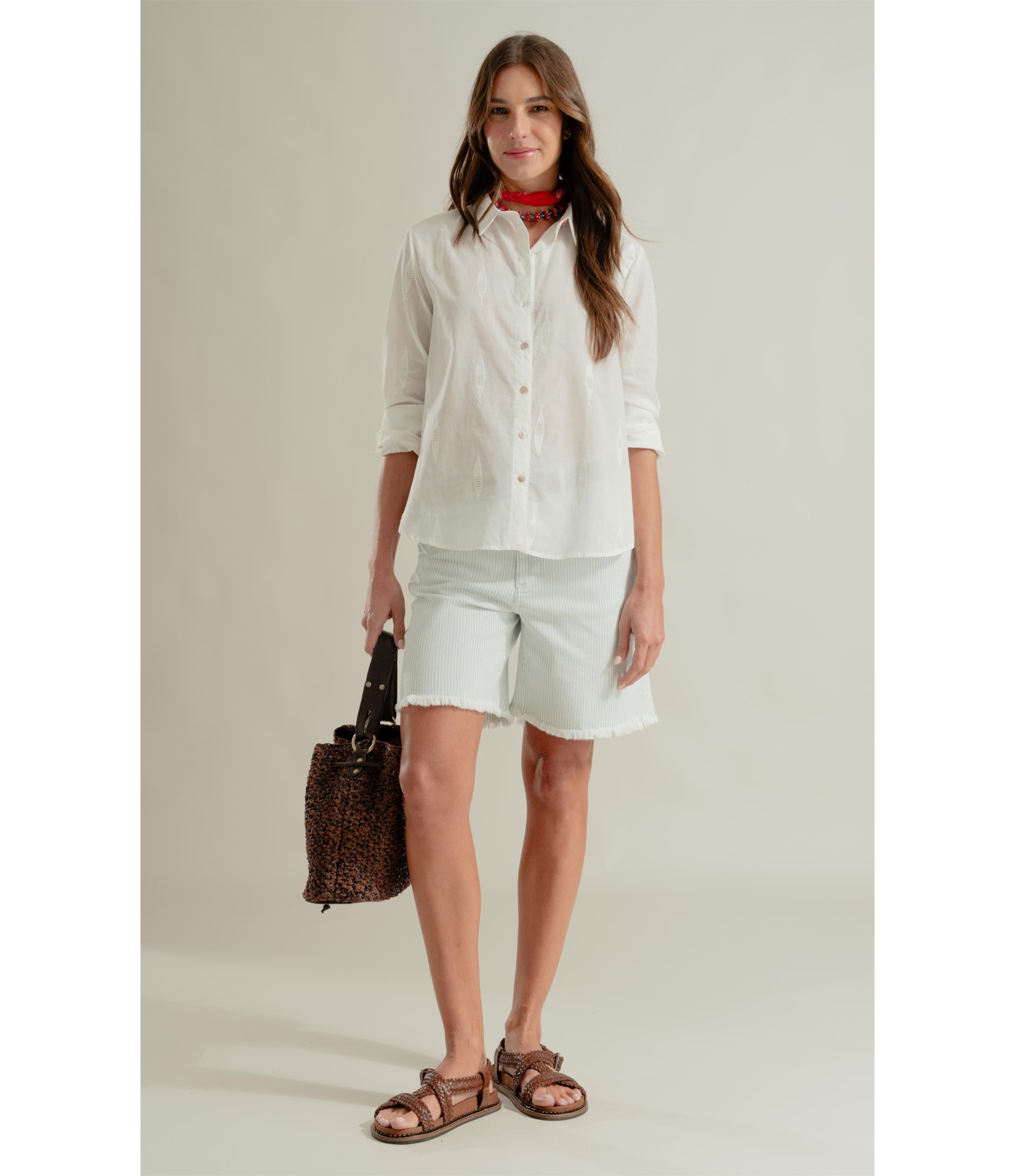 Camisa Beatrice Boxerdado Sardines Off White