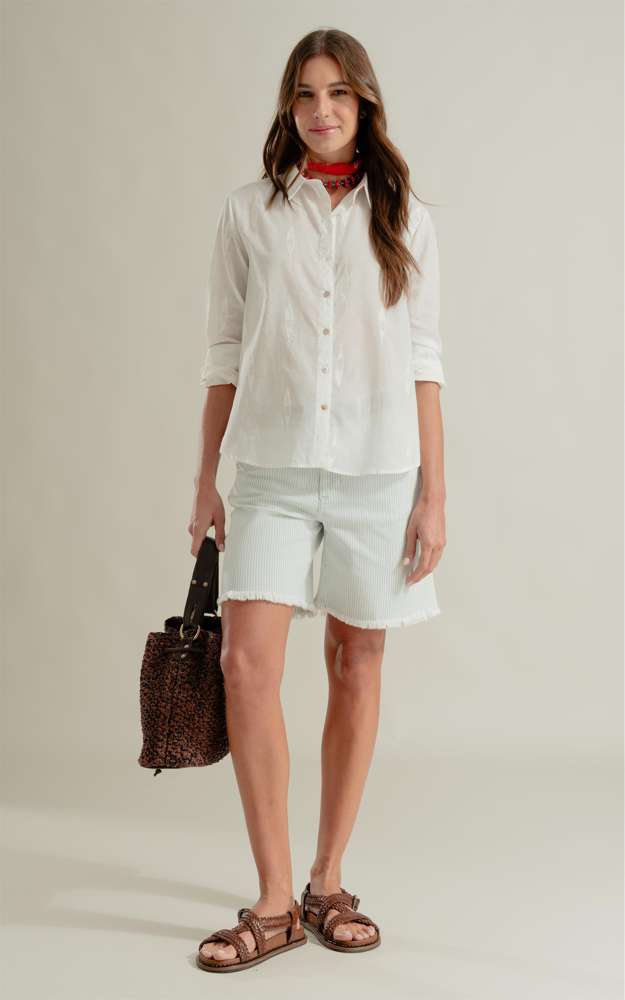 Camisa Beatrice Boxerdado Sardines Off White