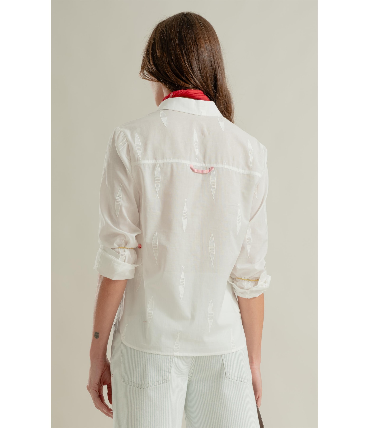 Camisa Beatrice Boxerdado Sardines Off White