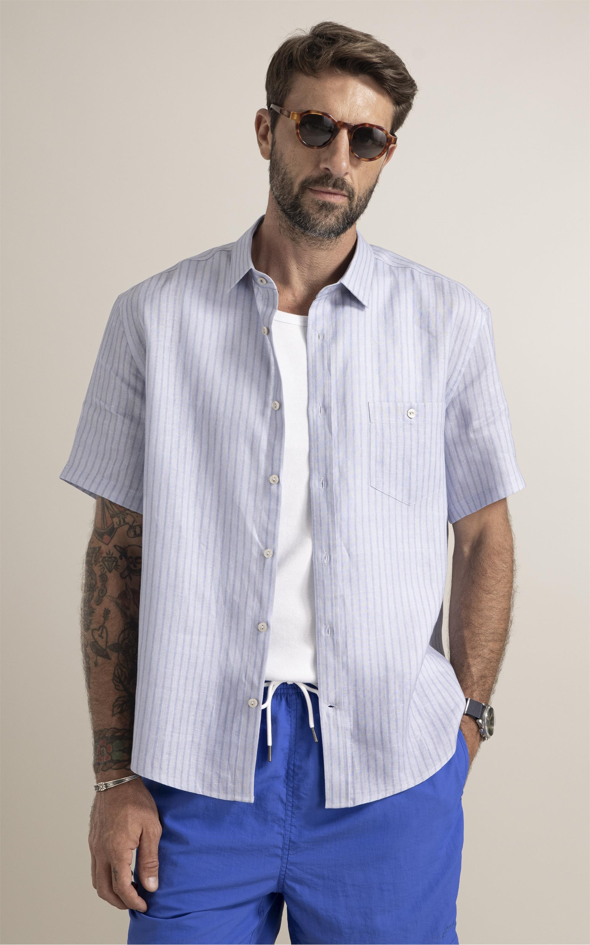 Camisa Belvedere Linho Blend Azul