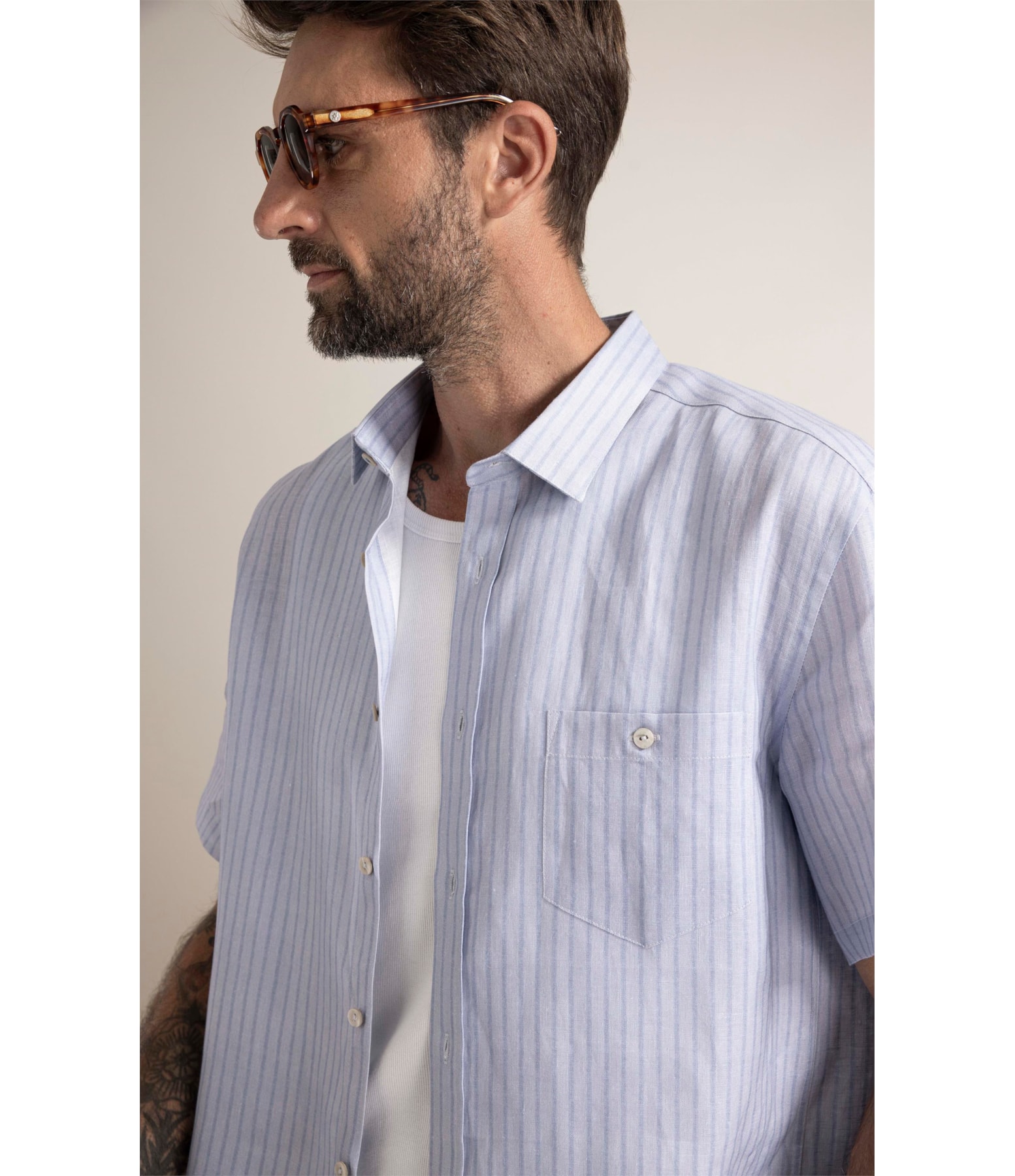 Camisa Belvedere Linho Blend Azul