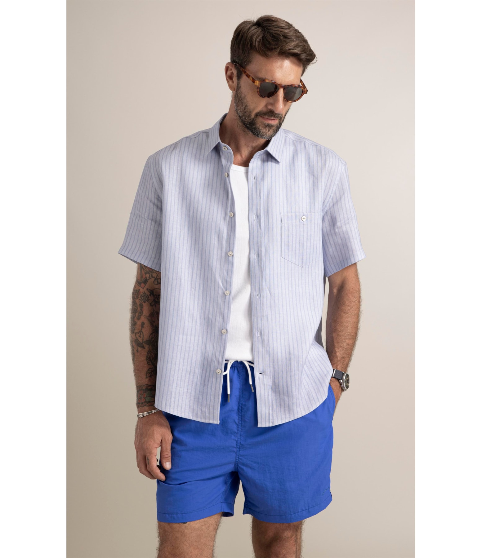 Camisa Belvedere Linho Blend Azul