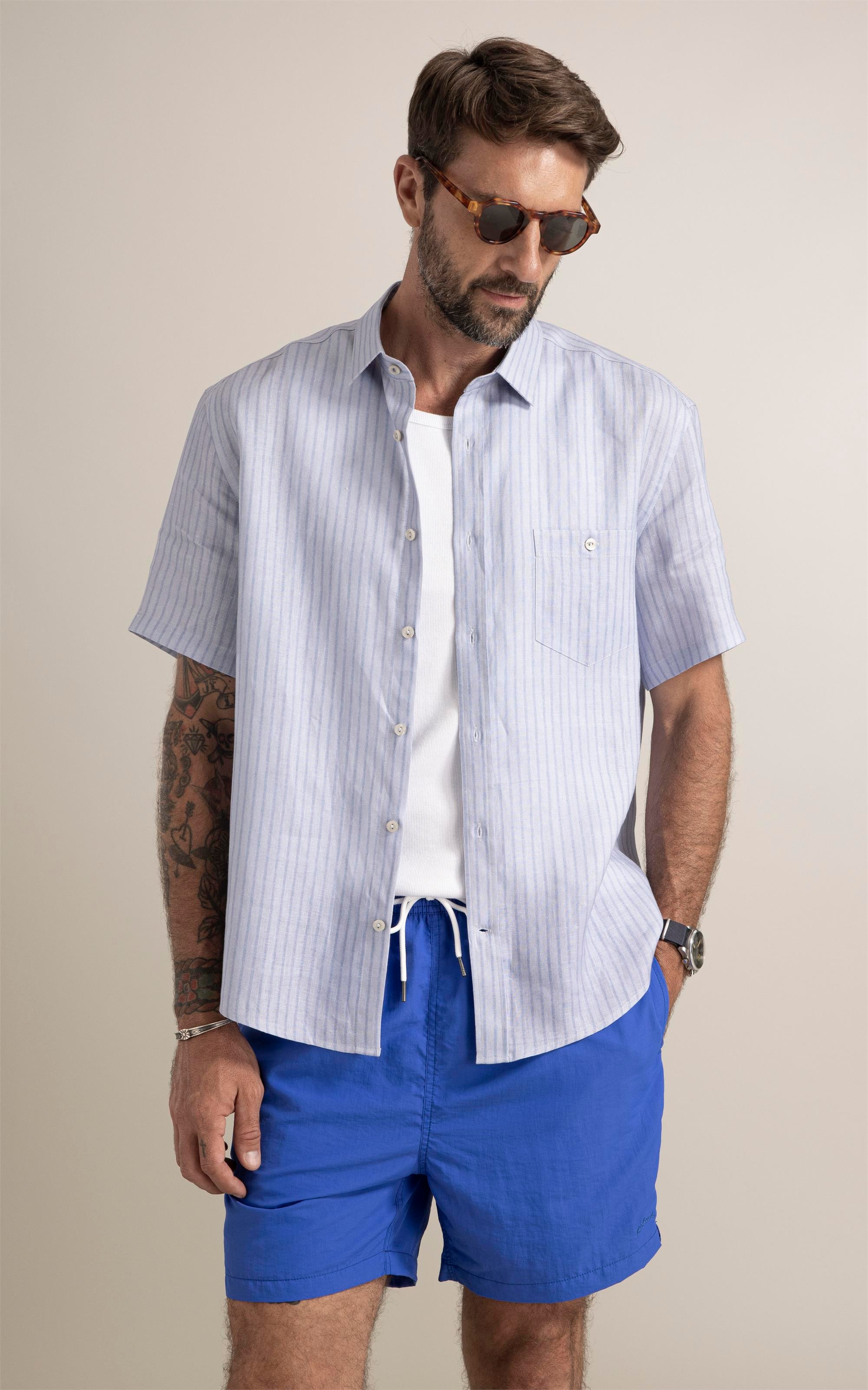 Camisa Belvedere Linho Blend Azul