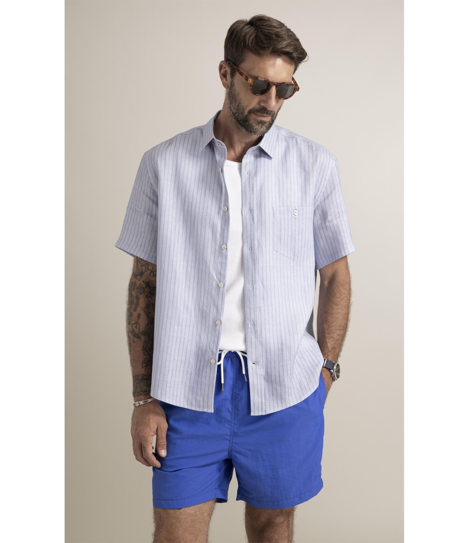 Camisa Belvedere Linho Blend Azul