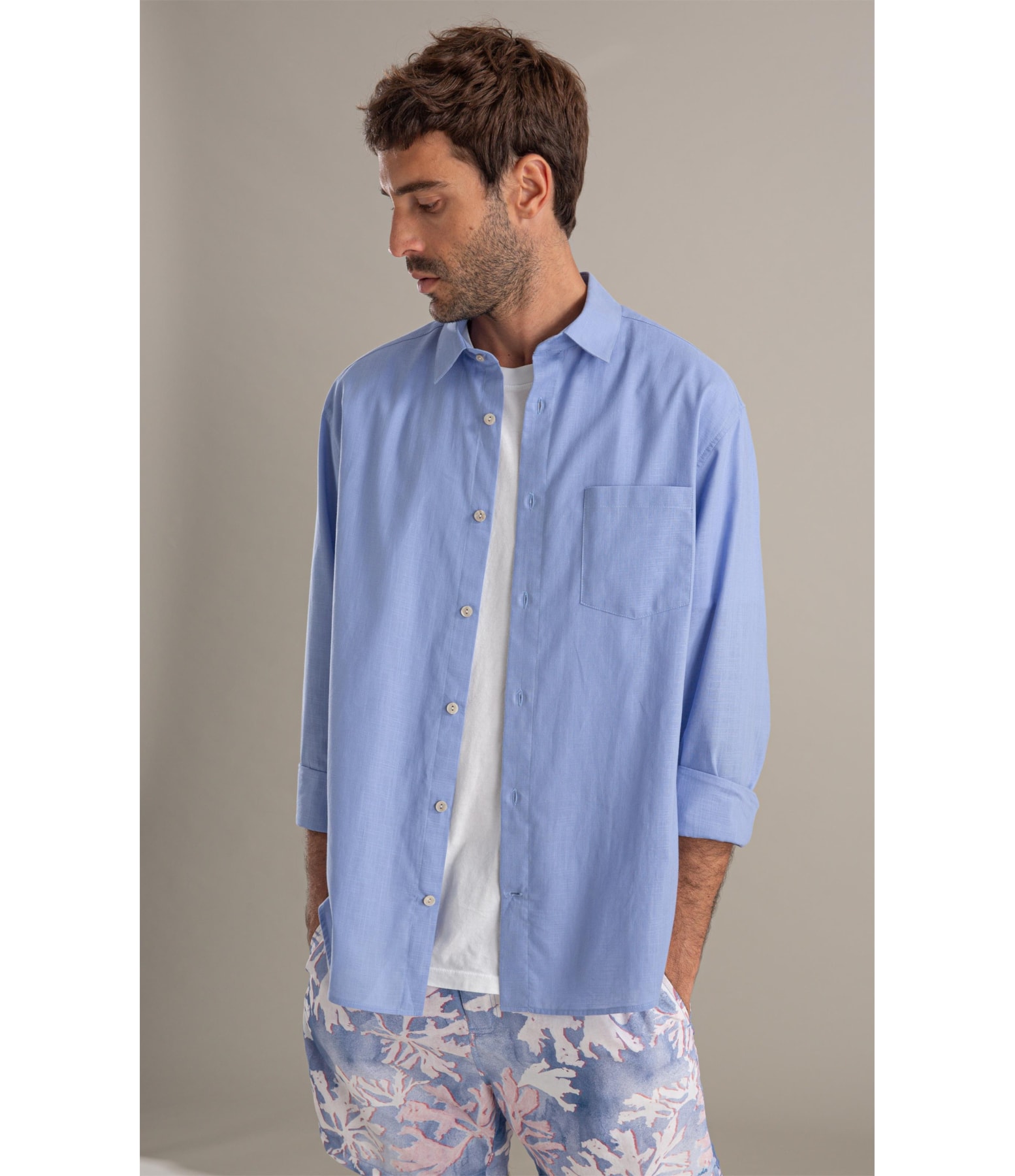 Camisa Biarritz Antonio Ml Azul Claro