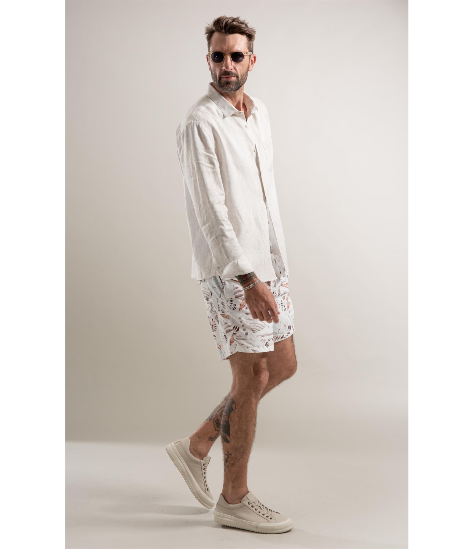 Camisa Bordada Linho Natural