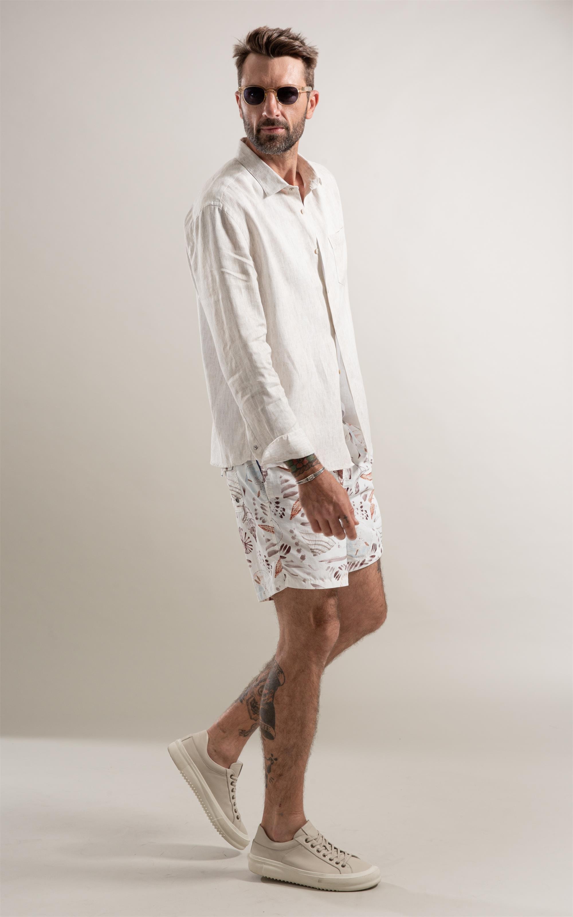 Camisa Bordada Linho Natural