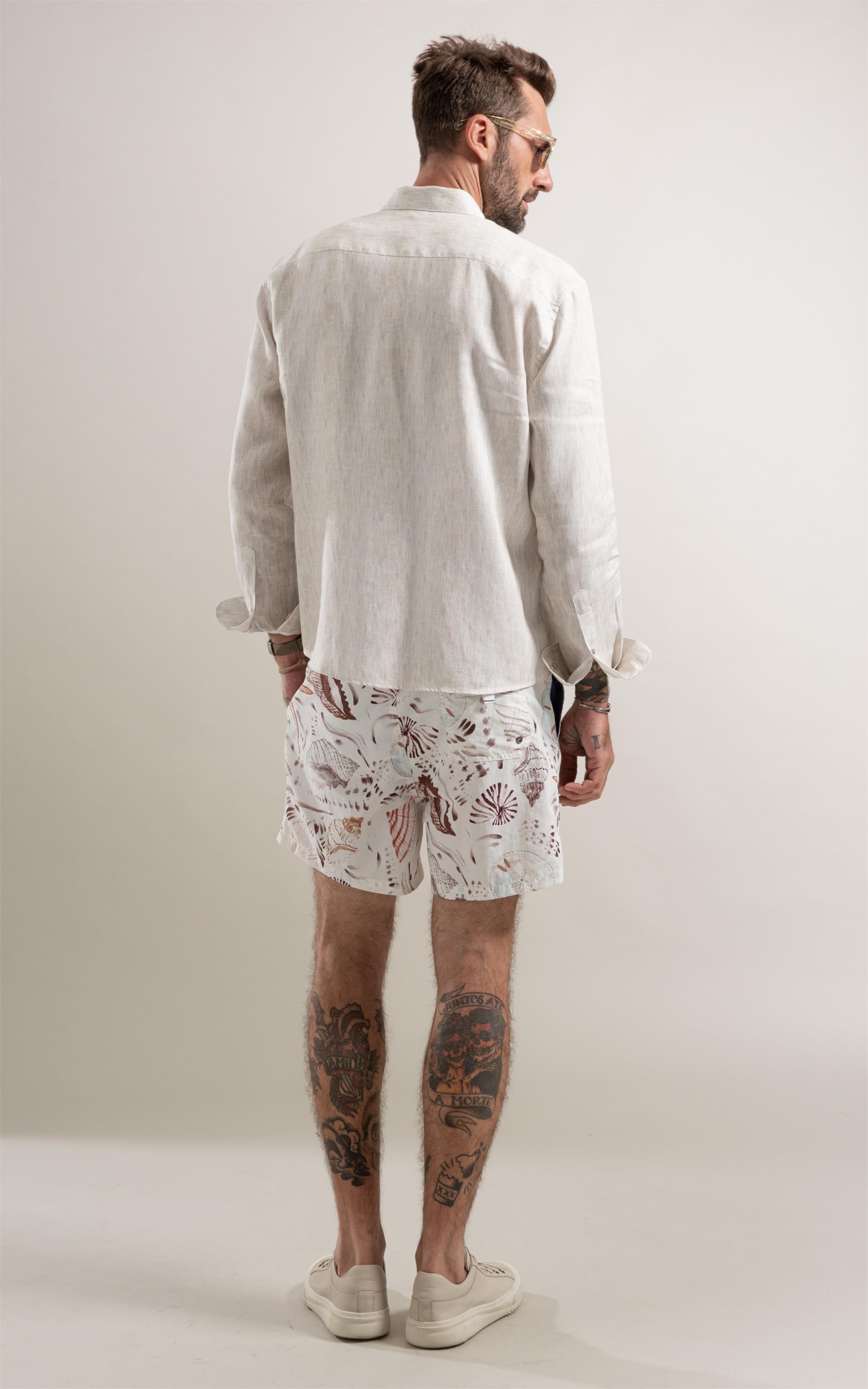 Camisa Bordada Linho Natural