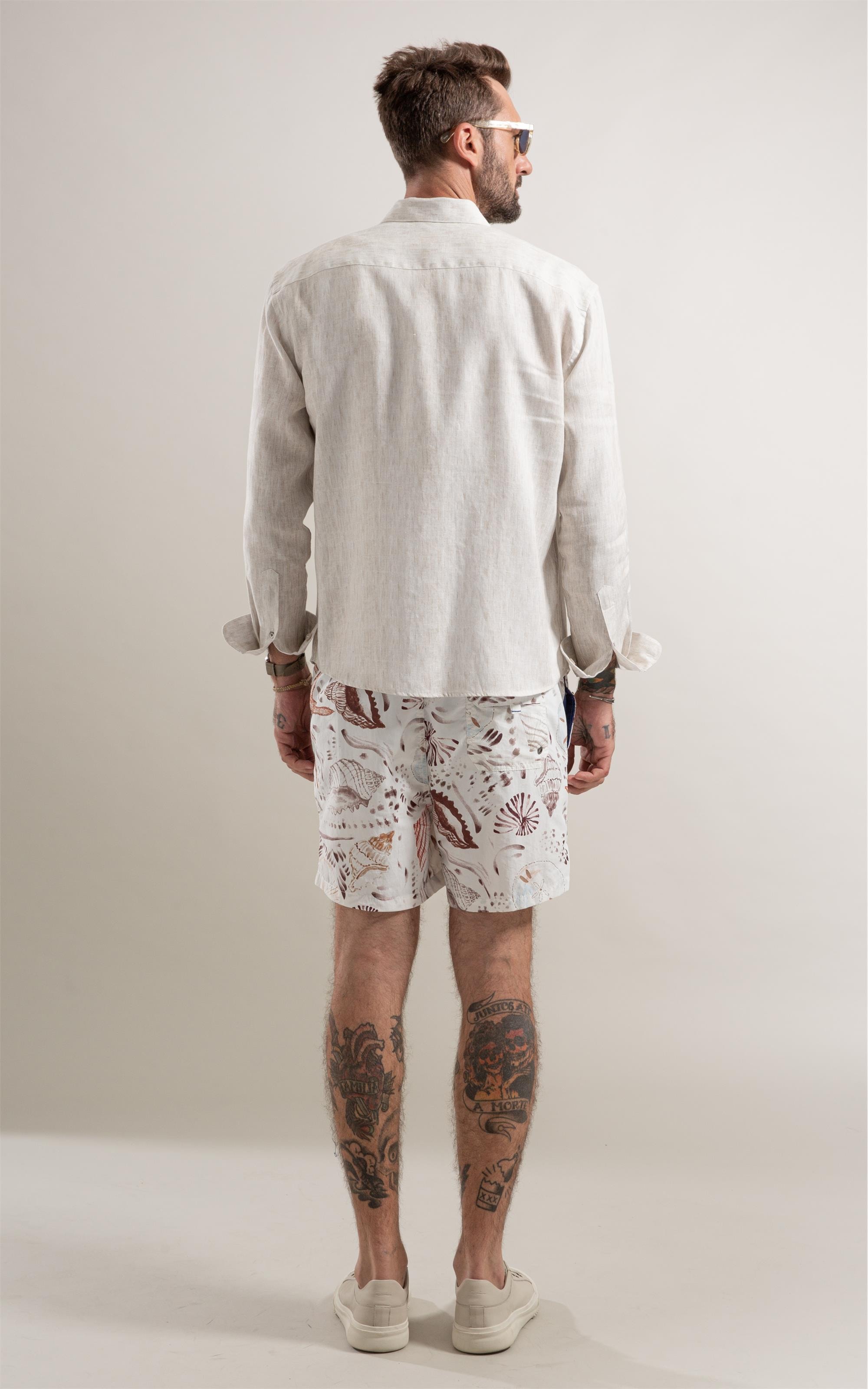 Camisa Bordada Linho Natural