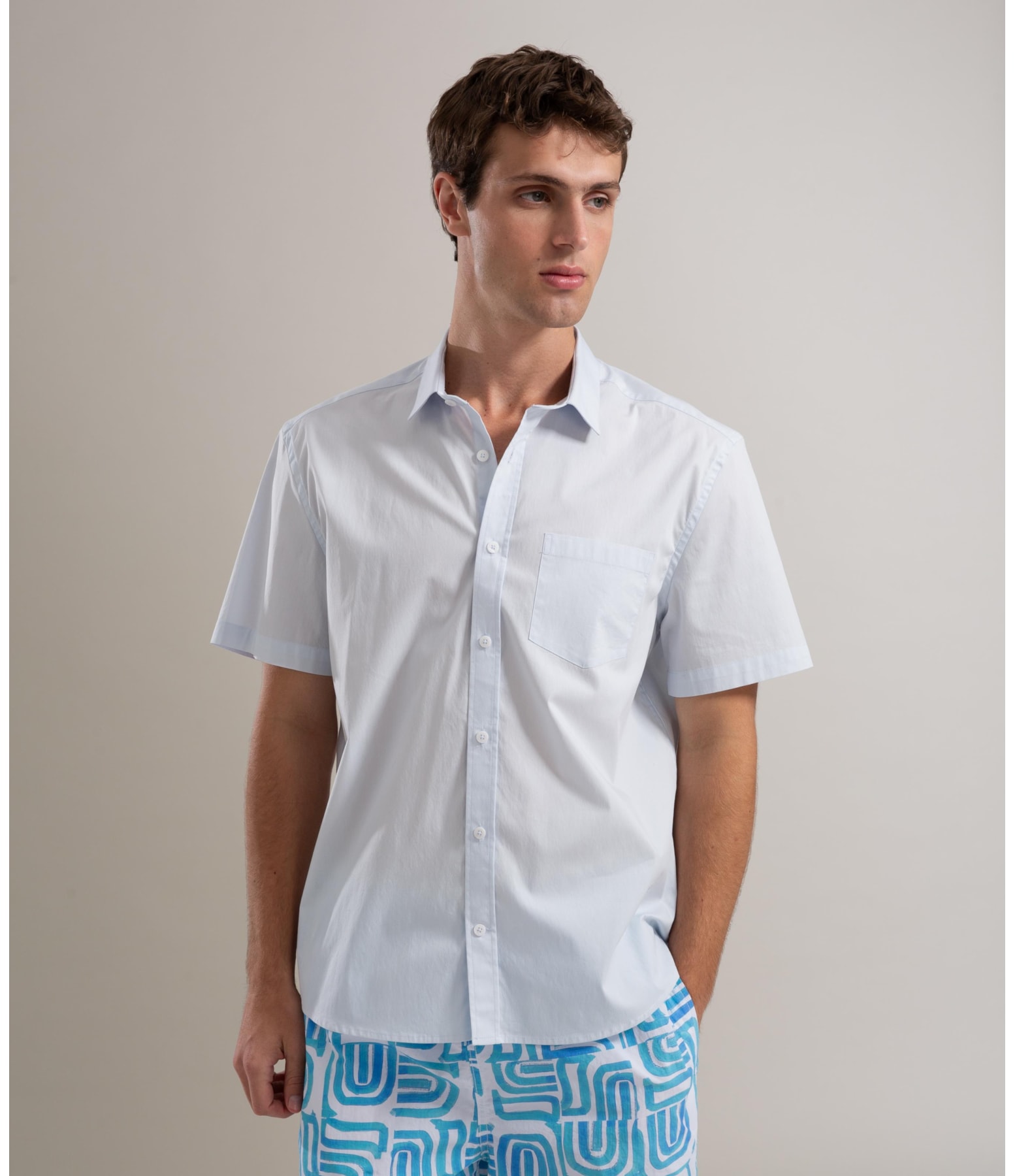 Camisa Bordeaux Stretch Mc Azul Claro