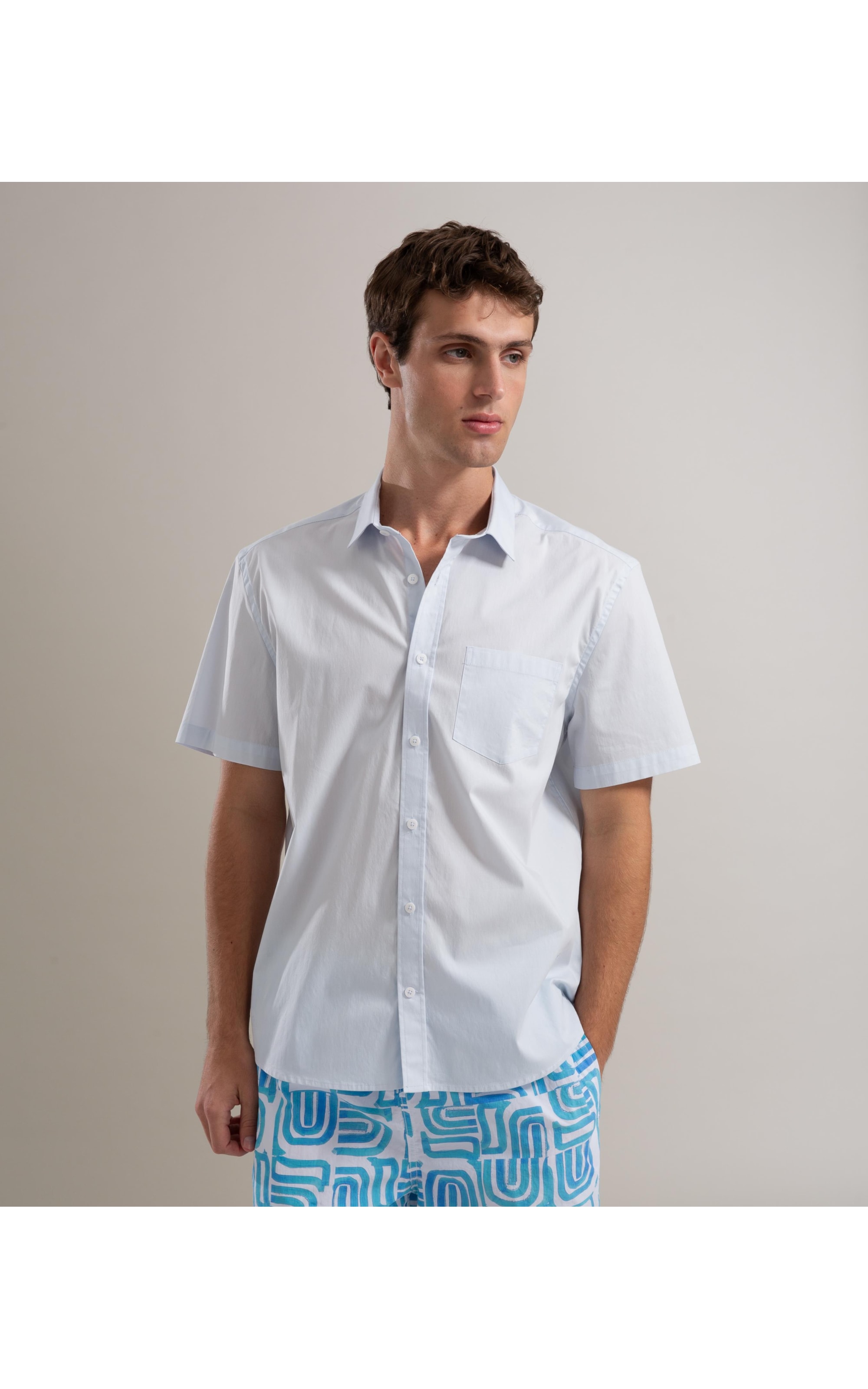 Camisa Bordeaux Stretch Mc Azul Claro