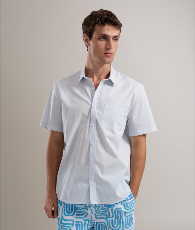 Camisa Bordeaux Stretch Mc Azul Claro