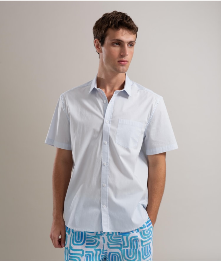 Camisa Bordeaux Stretch Mc Azul Claro