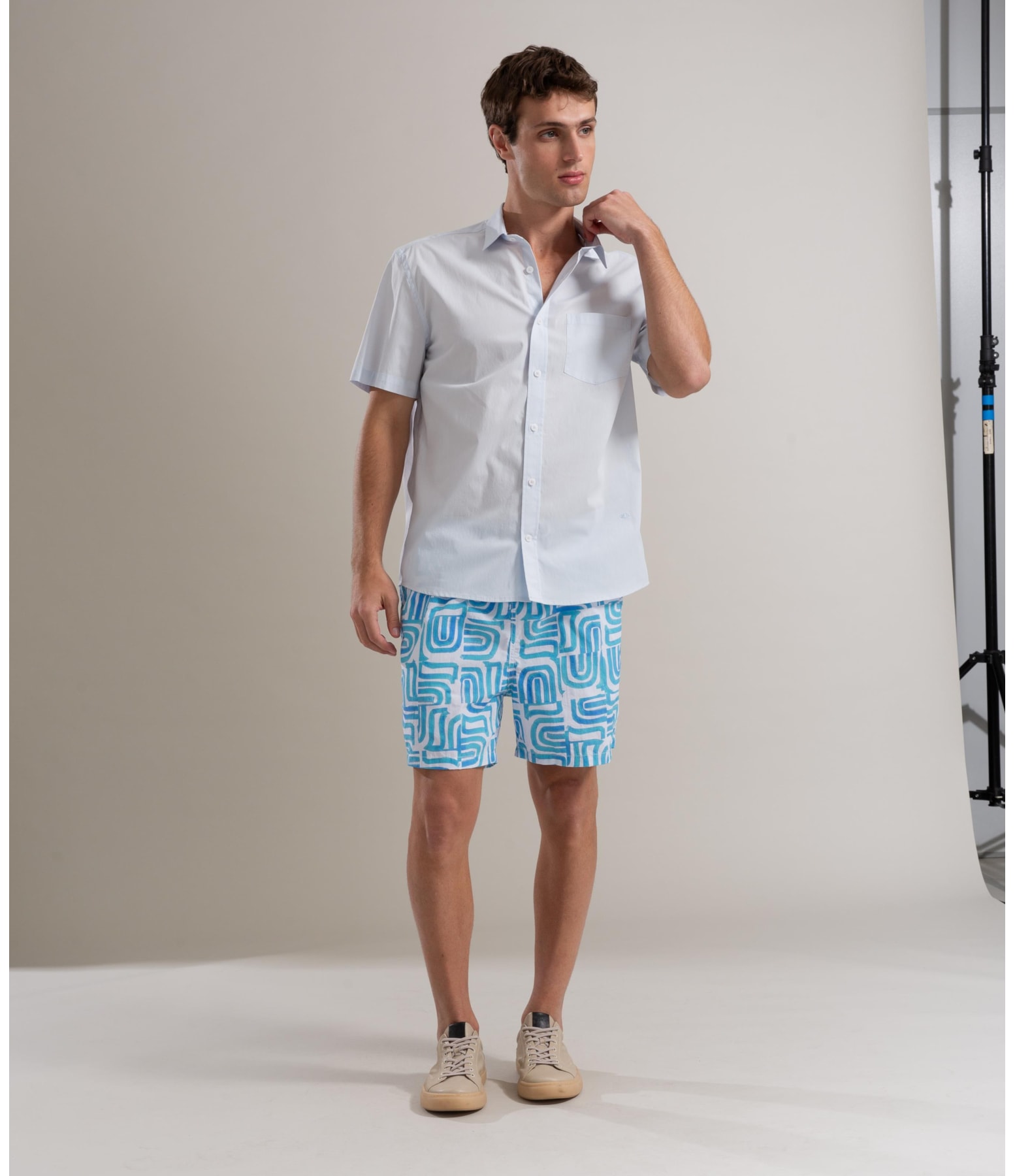 Camisa Bordeaux Stretch Mc Azul Claro