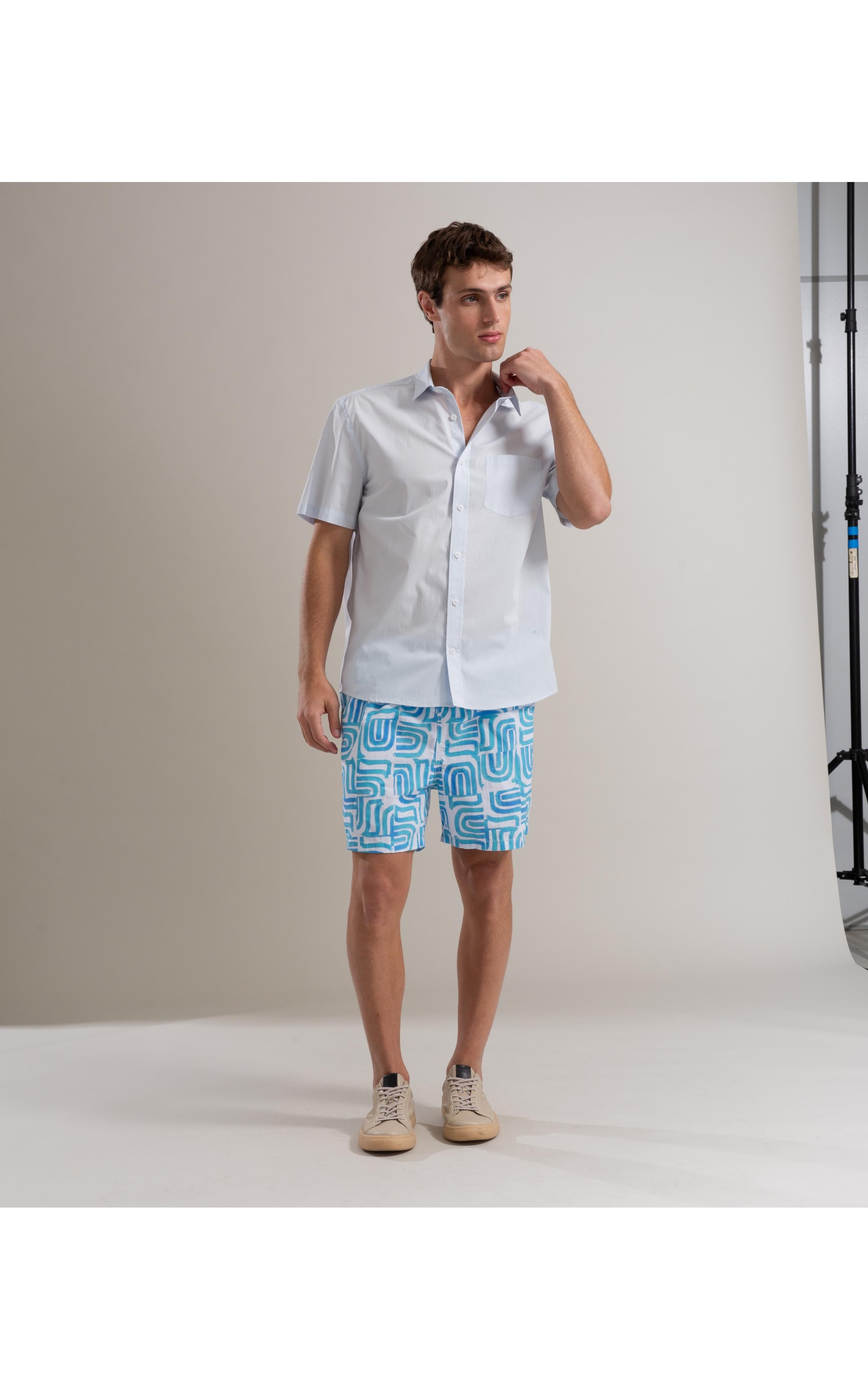 Camisa Bordeaux Stretch Mc Azul Claro