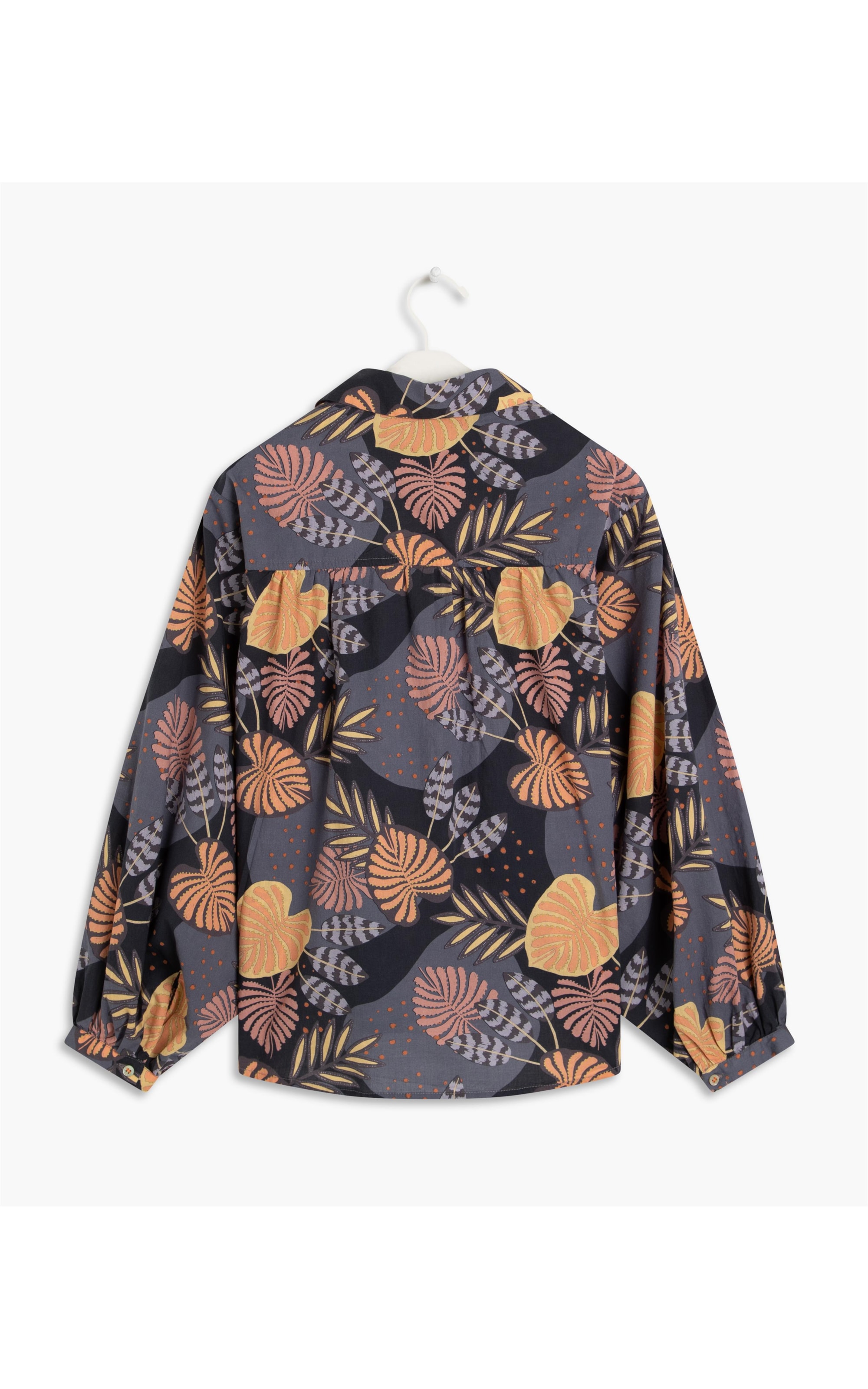 Camisa Bossa Winter Leaves Voil Algodão Dark Navy