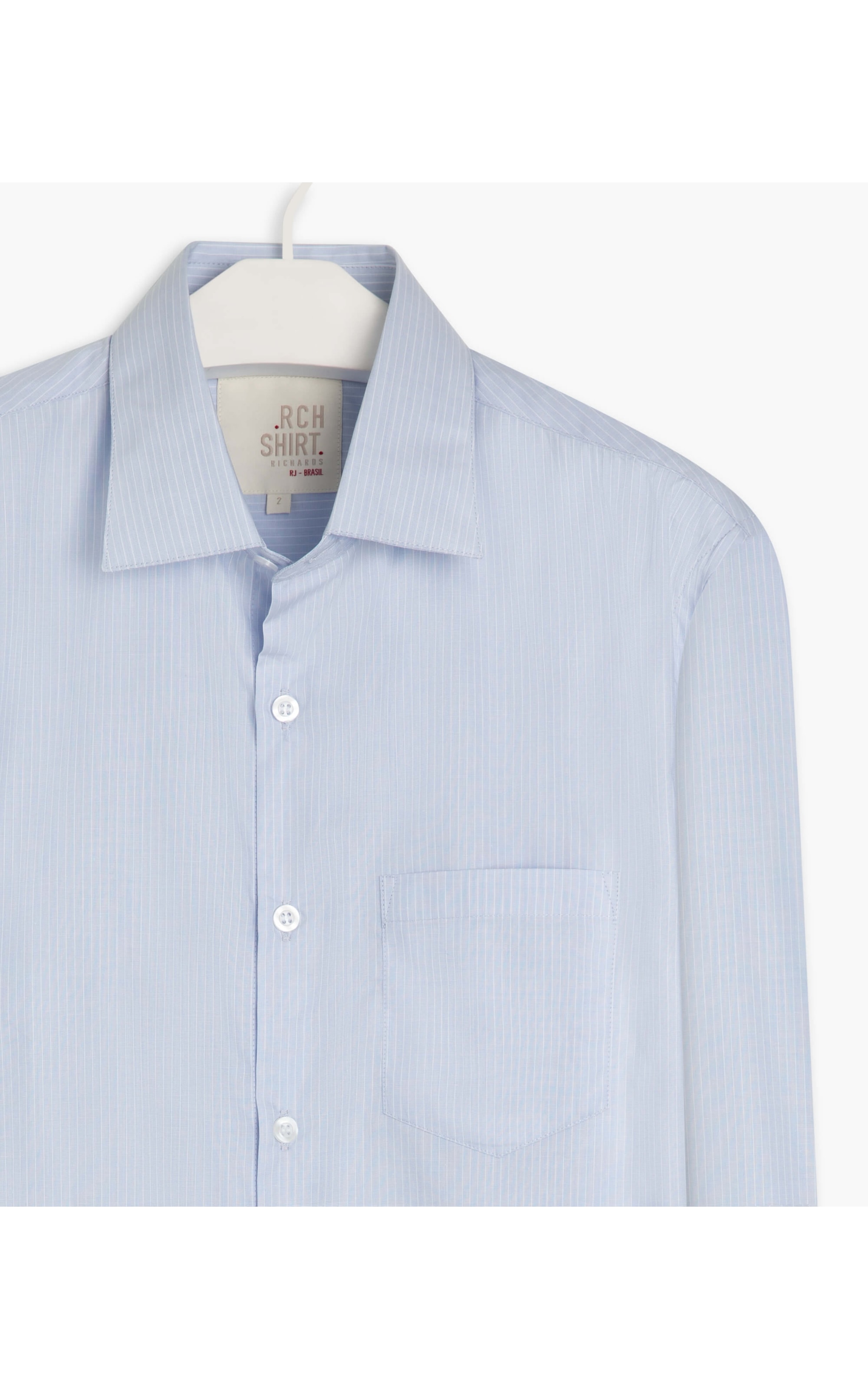 Camisa Caio Traveller Ft Listrado Ml Azul Claro