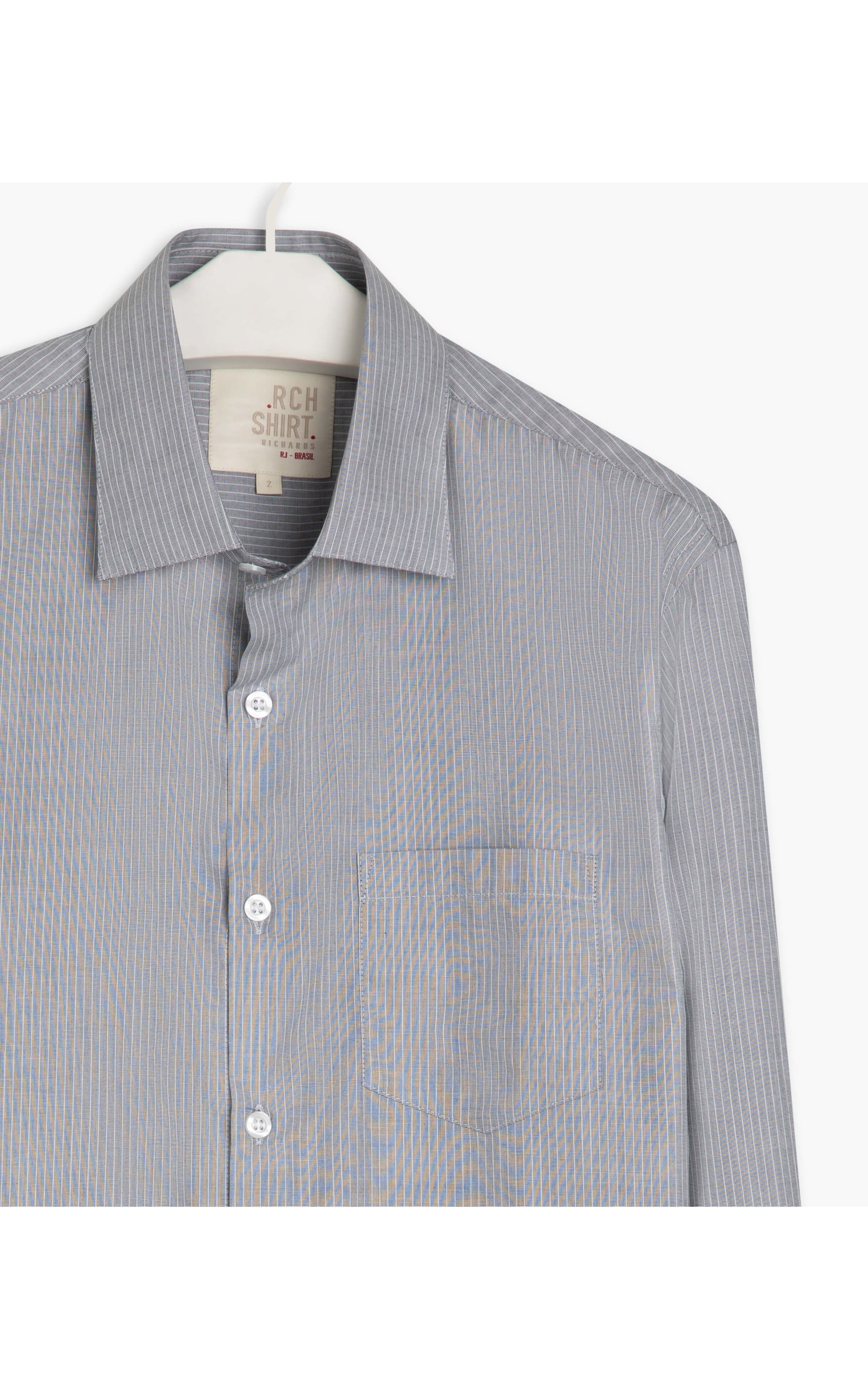 Camisa Caio Traveller Ft Listrado Ml Cinza Claro