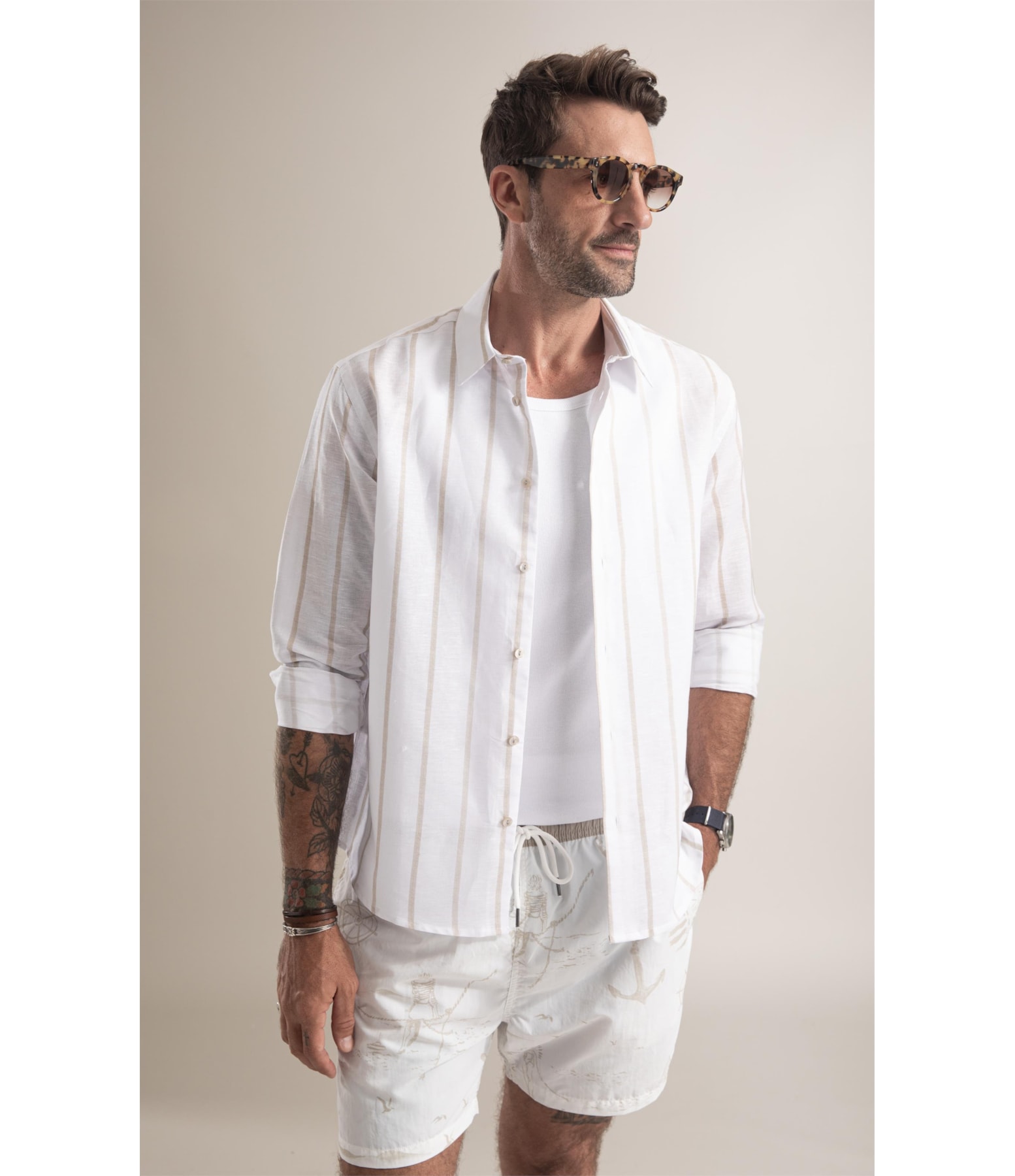 Camisa Cannes Linho Caqui