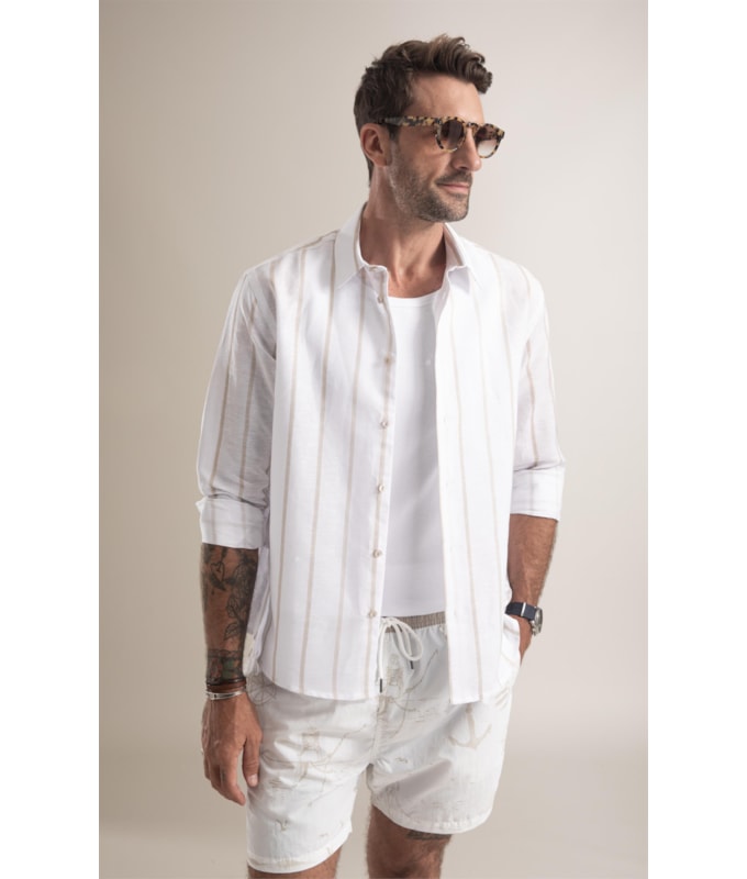 Camisa Cannes Linho Caqui