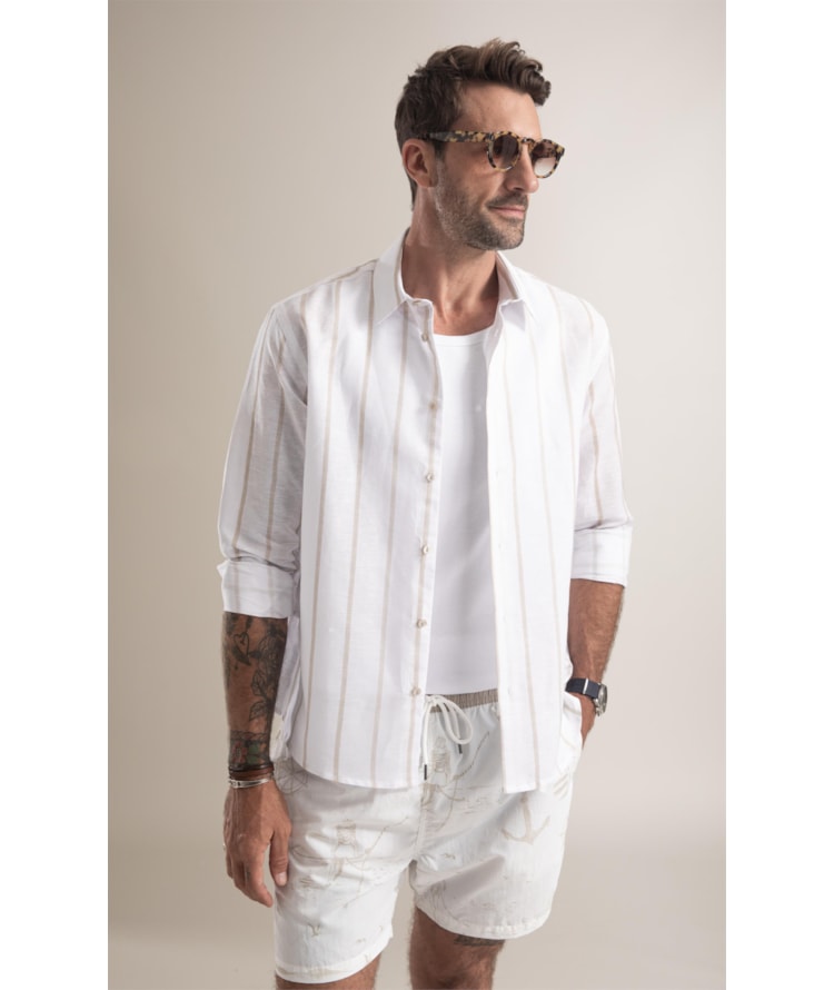 Camisa Cannes Linho Caqui