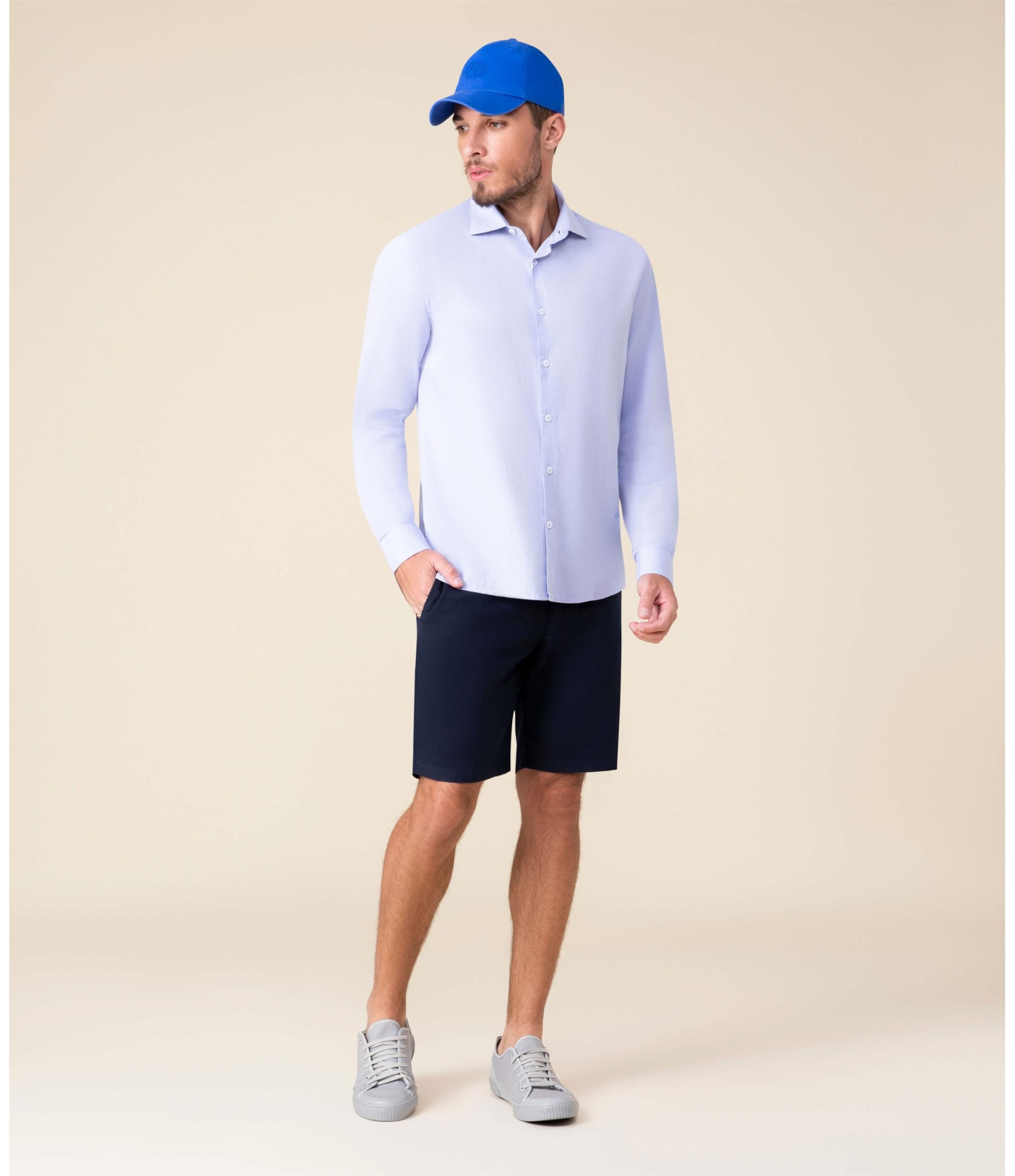 Camisa Capri Mescla Ml Azul Bic