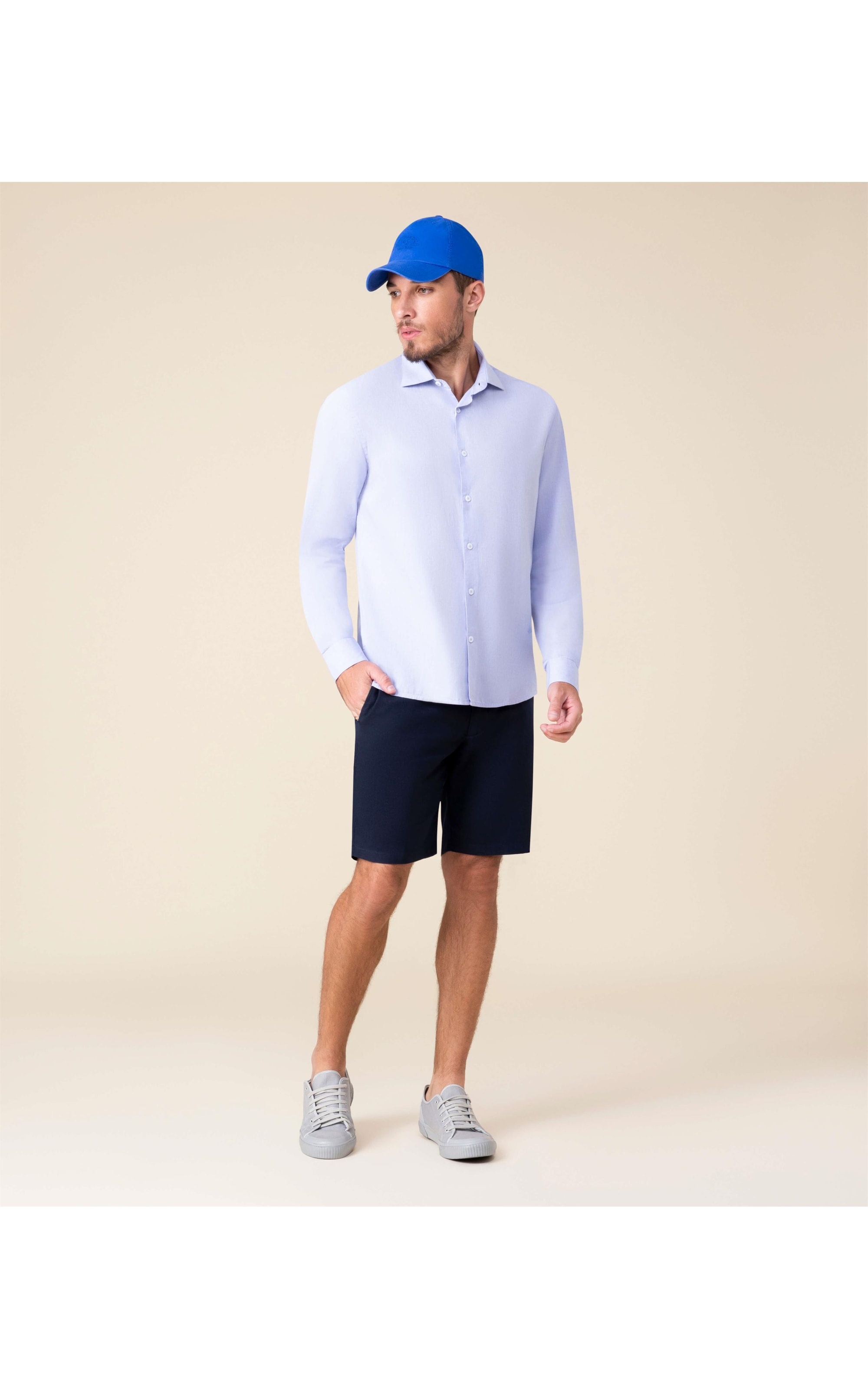 Camisa Capri Mescla Ml Azul Bic