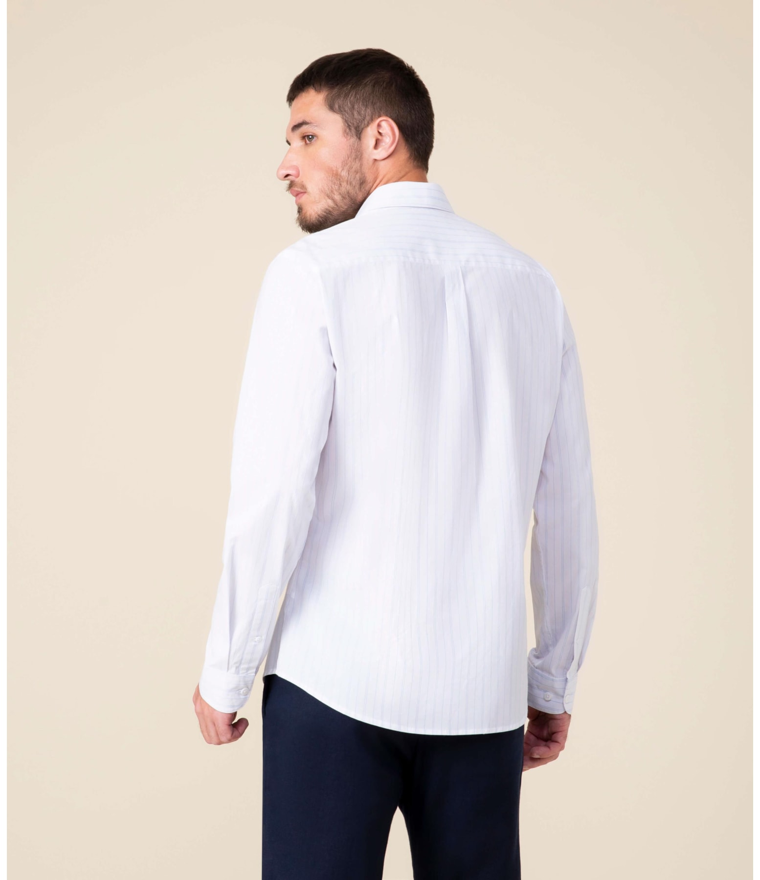 Camisa Cauã Traveller Ft Listrado Ml Azul Claro