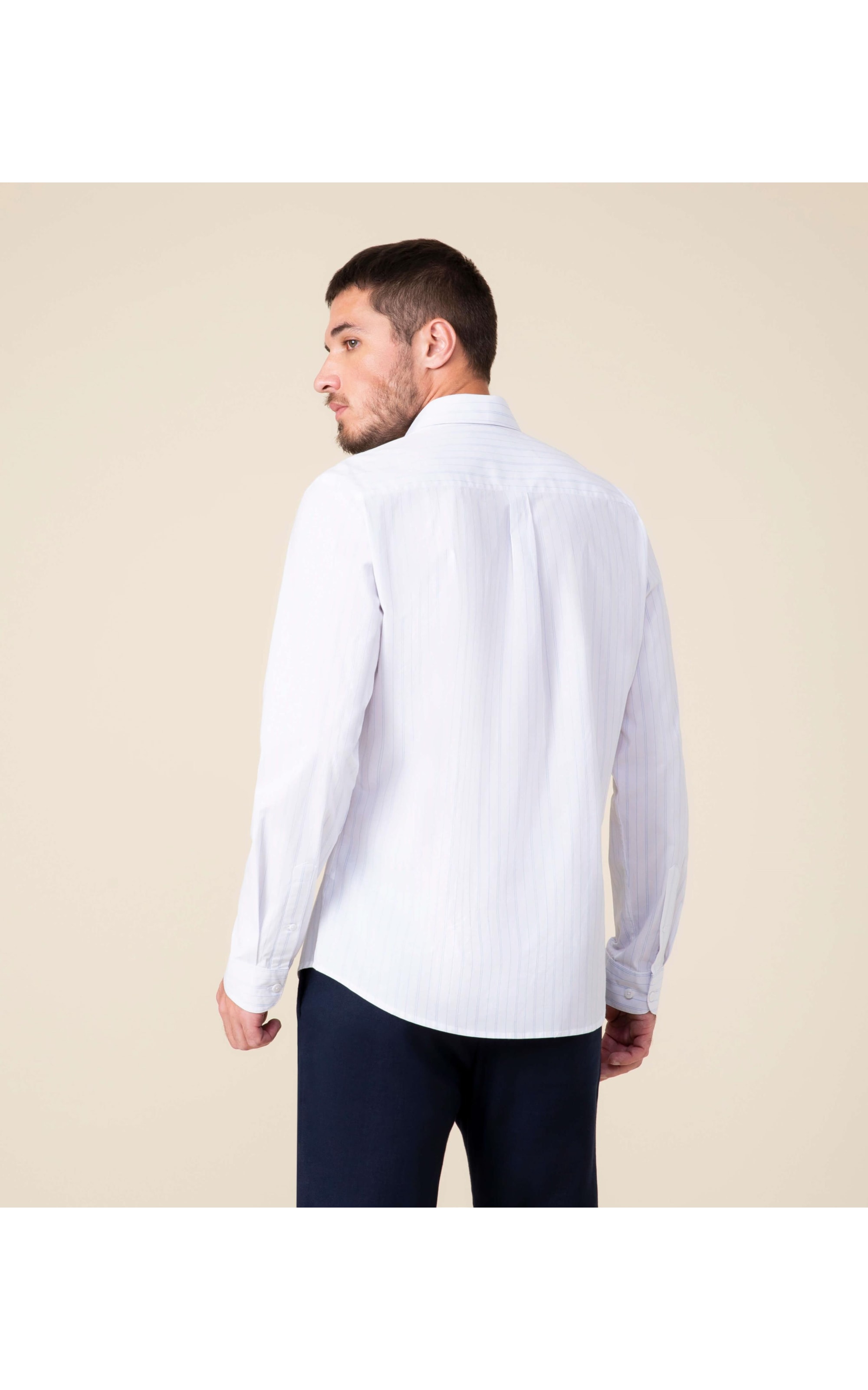 Camisa Cauã Traveller Ft Listrado Ml Azul Claro