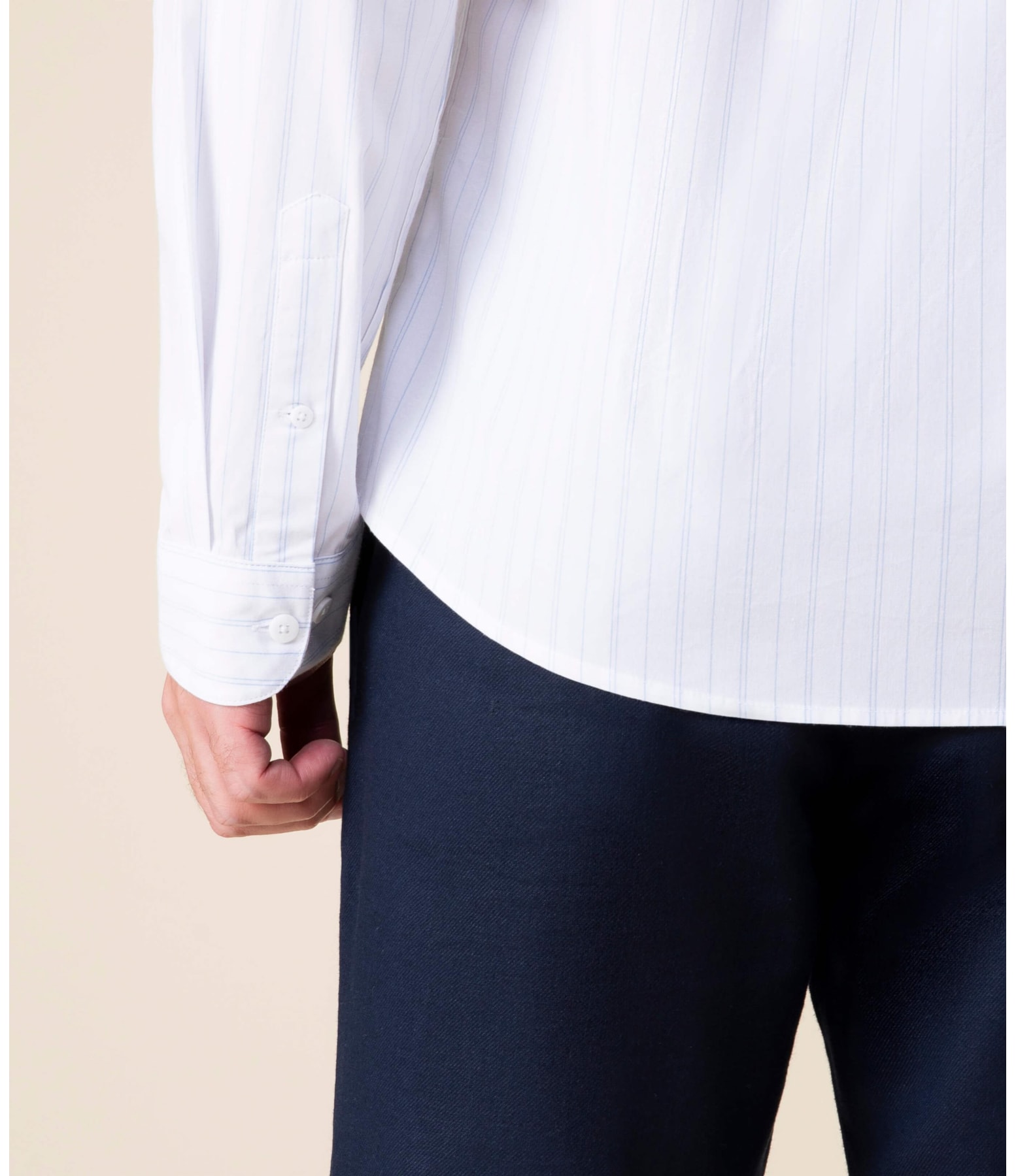 Camisa Cauã Traveller Ft Listrado Ml Azul Claro