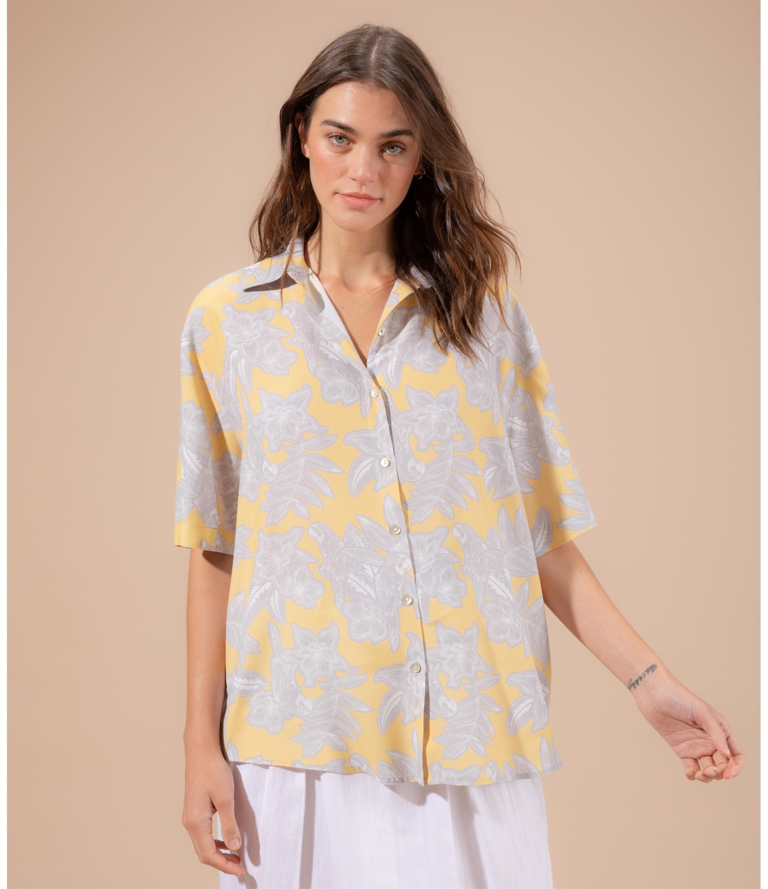 Camisa Ceci Macaw Viscose Amarelo