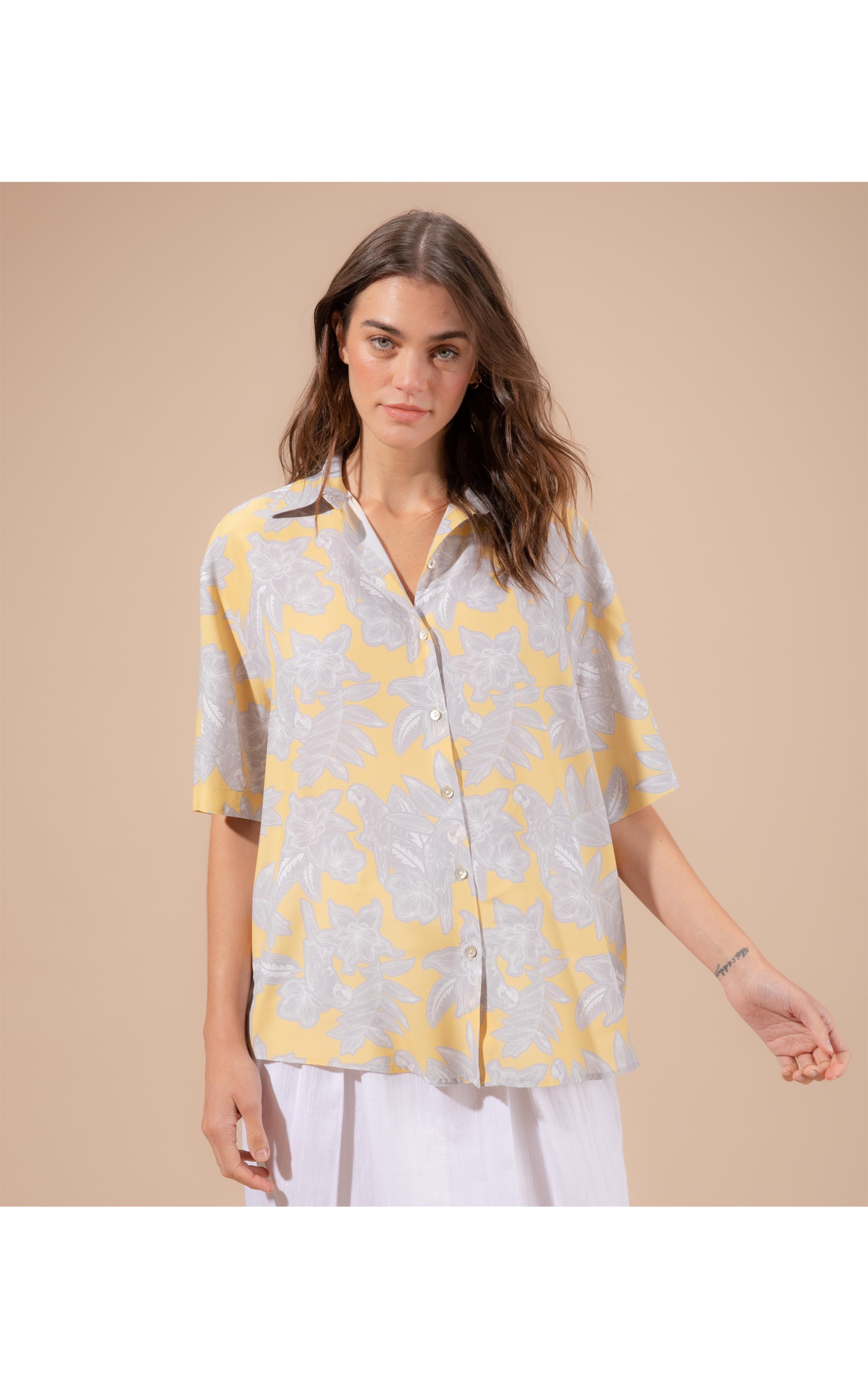 Camisa Ceci Macaw Viscose Amarelo