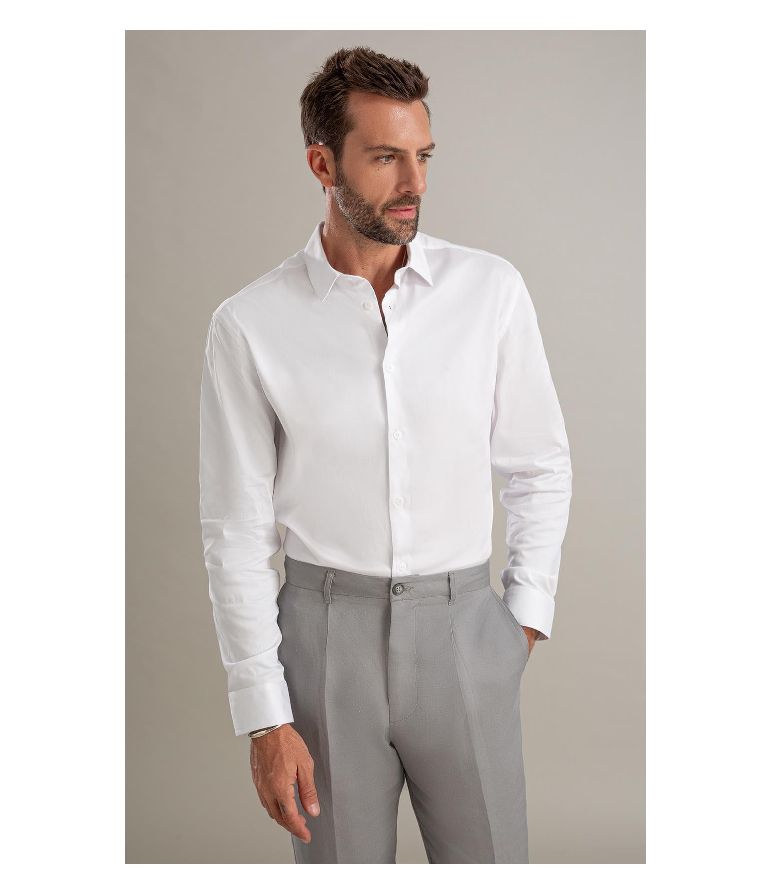 Camisa Cetim Ly Ml Branco