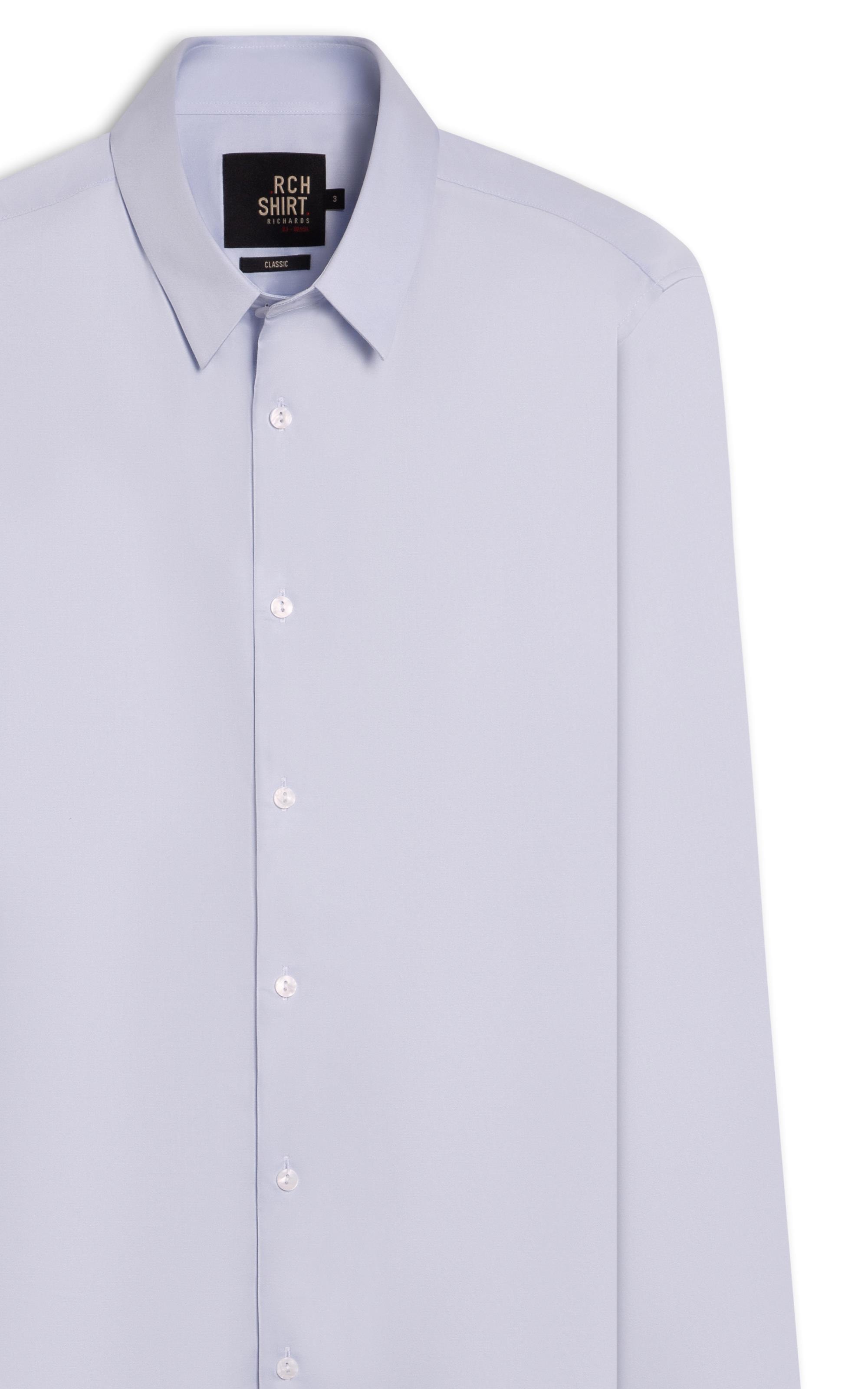 Camisa Cetim Lycra Ml Azul Claro