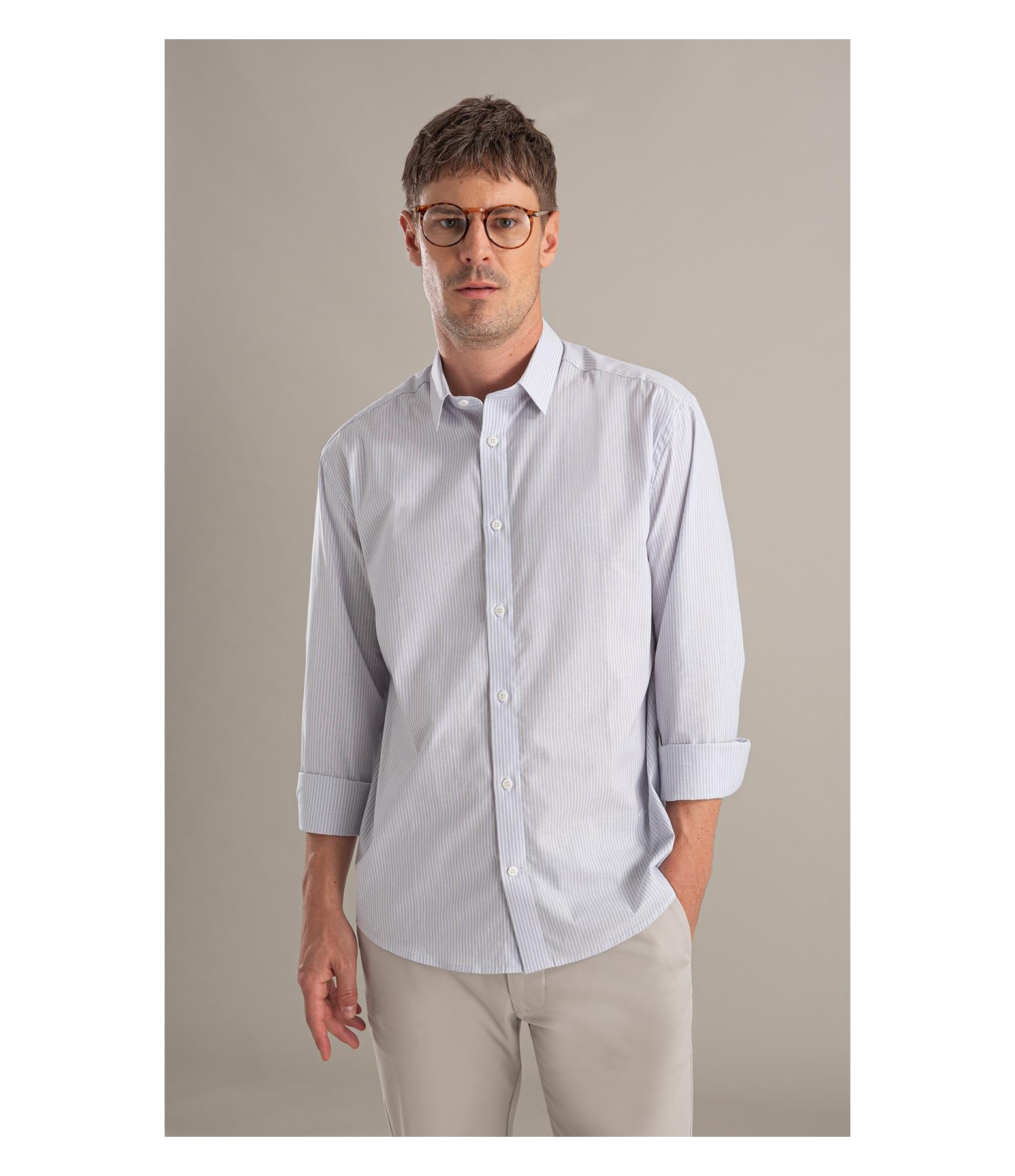 Camisa Cetim Lycra Ml  Branco