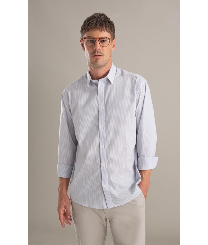 Camisa Cetim Lycra Ml  Branco