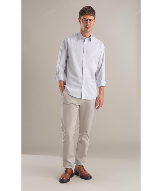 Camisa Cetim Lycra Ml  Branco