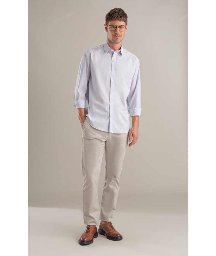 Camisa Cetim Lycra Ml  Branco