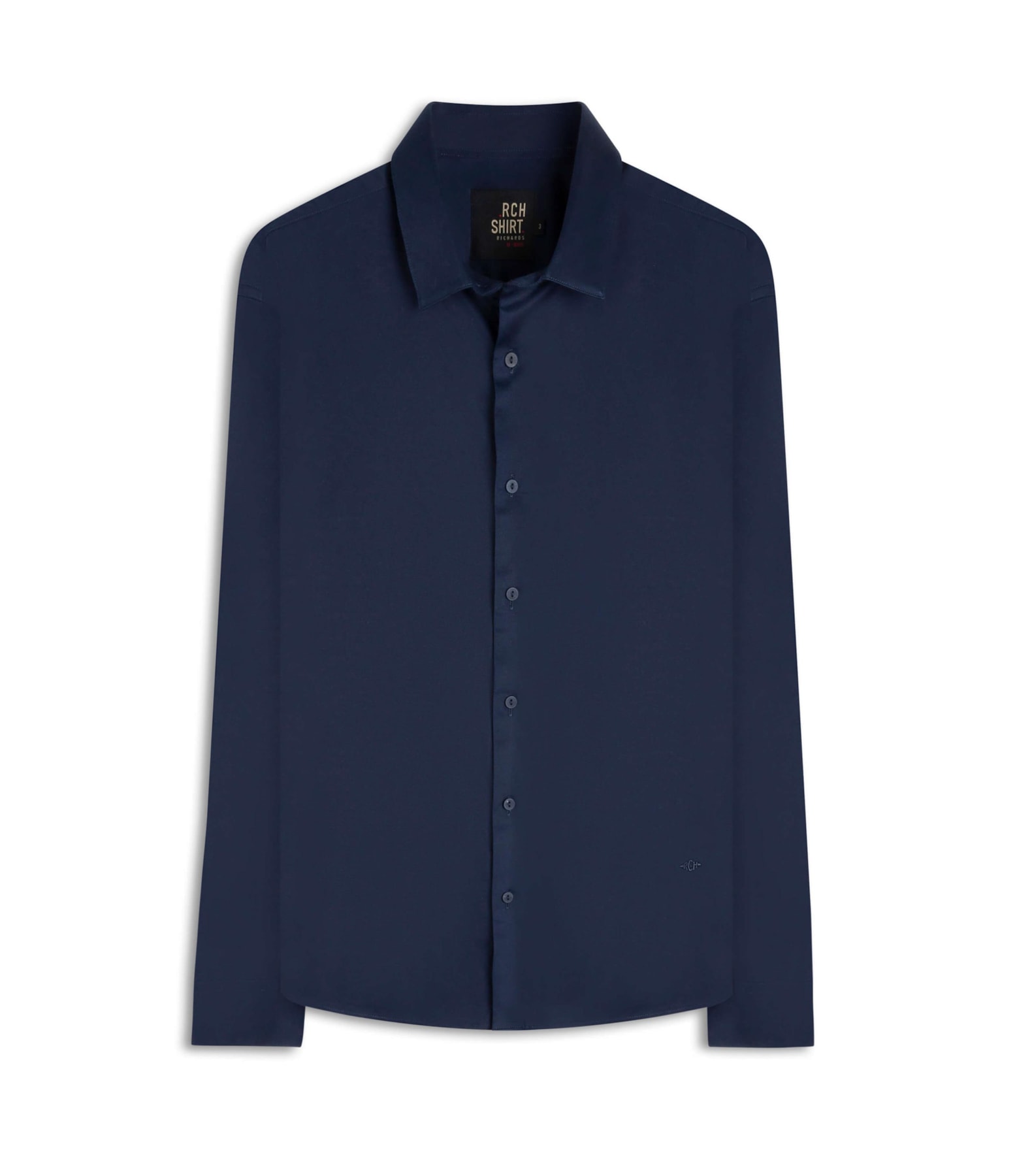 Camisa Cetim Lycra Ml Dark Navy