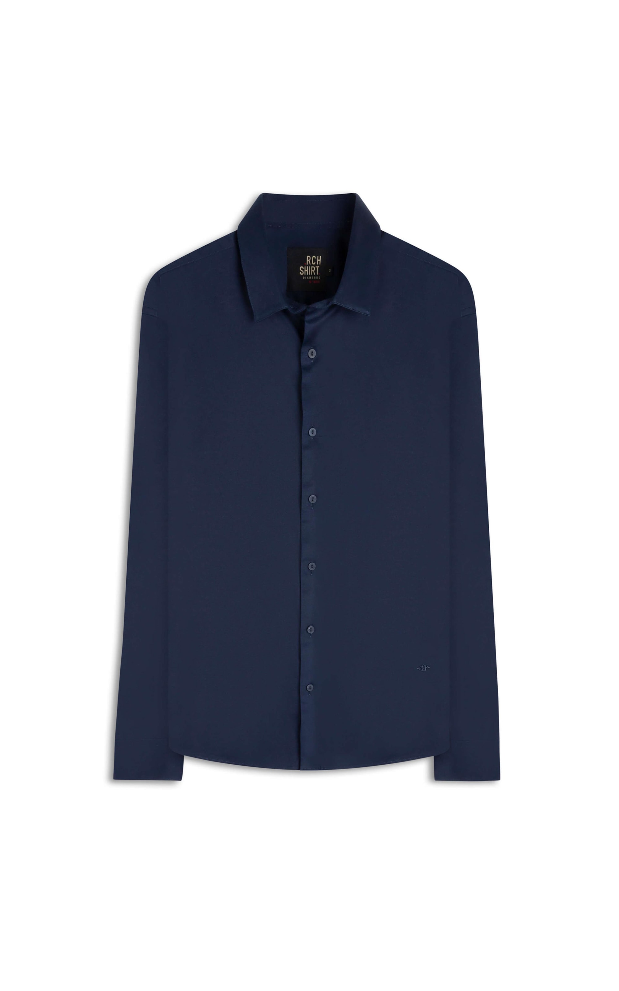 Camisa Cetim Lycra Ml Dark Navy