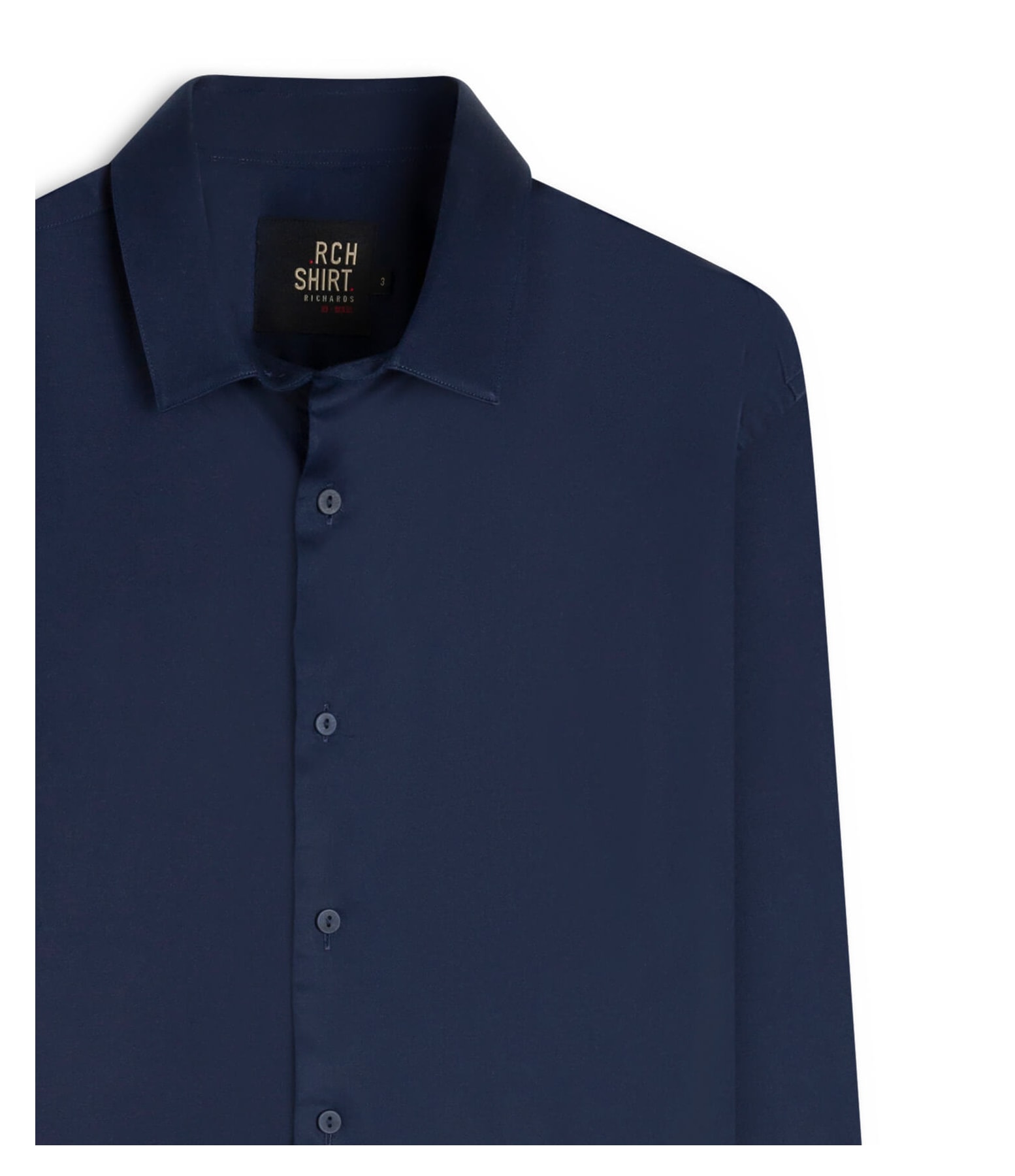 Camisa Cetim Lycra Ml Dark Navy