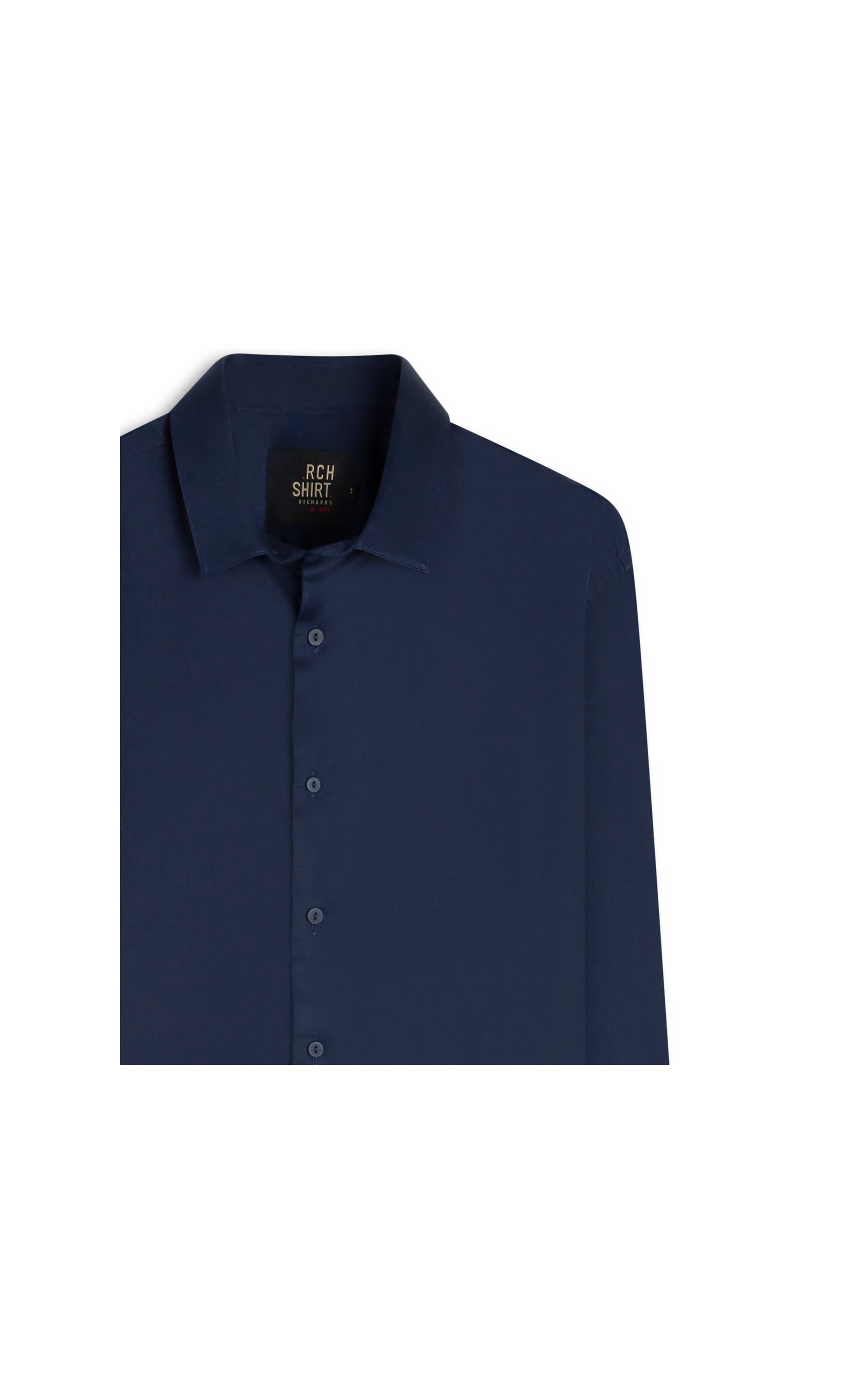 Camisa Cetim Lycra Ml Dark Navy