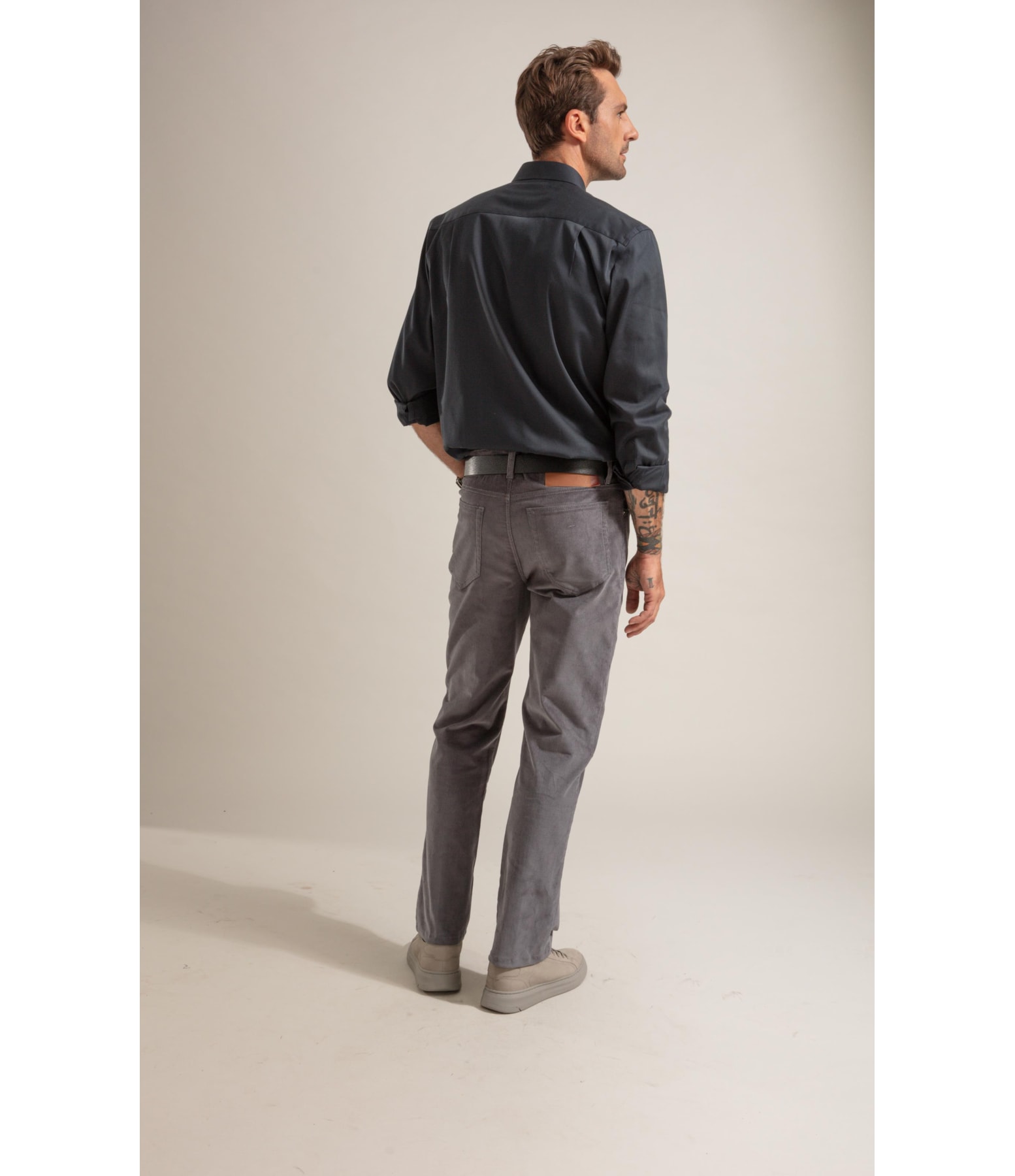 Camisa Cetim Lycra Ml  Dark Navy