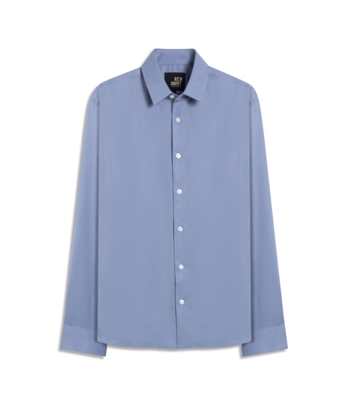 Camisa Cetim Modal Ml Azul Pervante