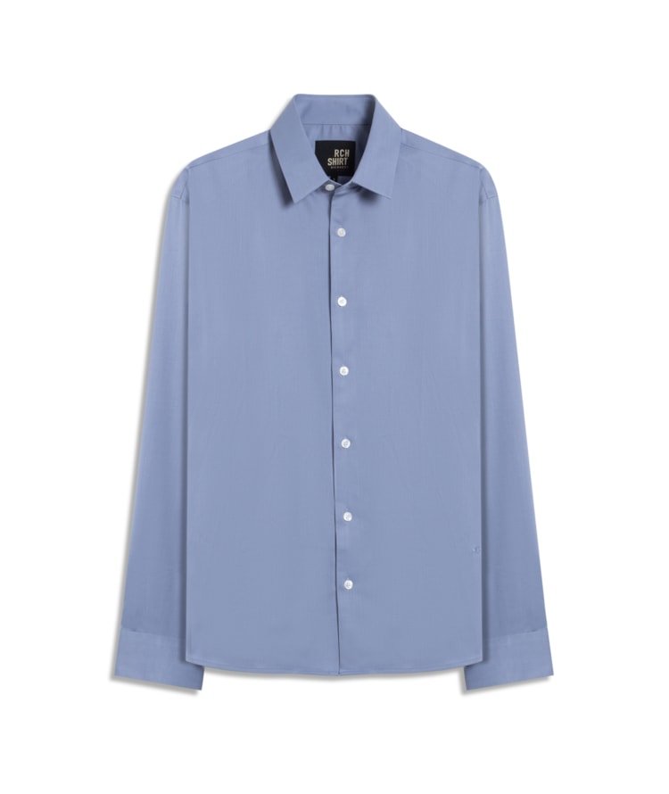 Camisa Cetim Modal Ml Azul Pervante